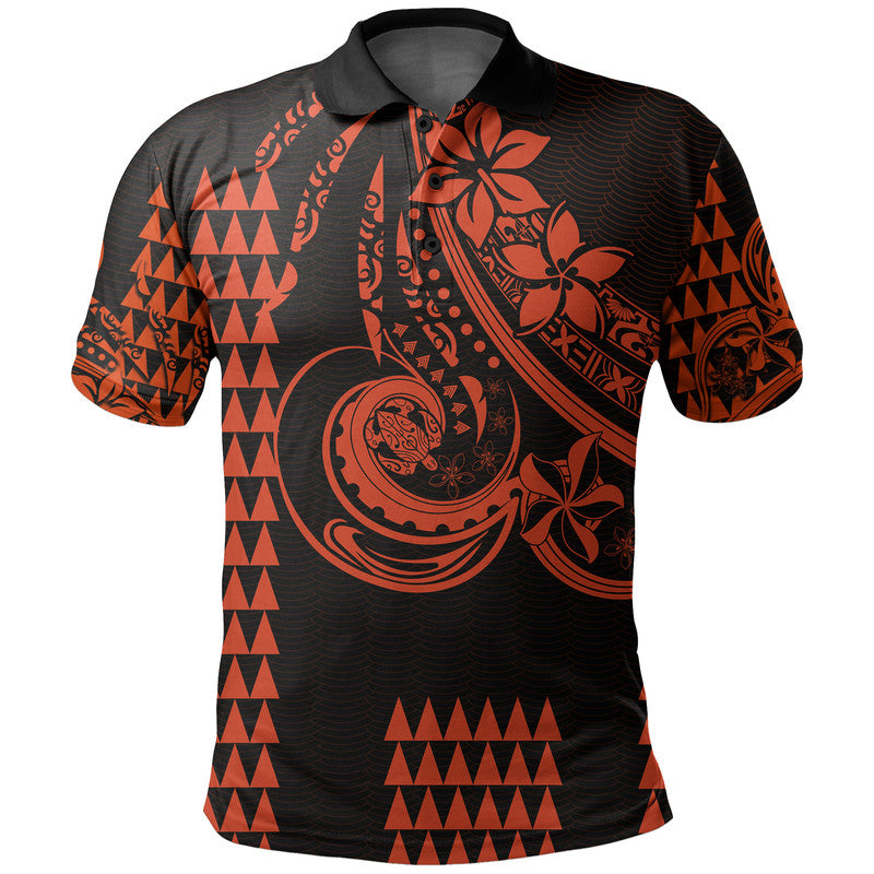 Custom Kakau Hawaiian Polynesian Polo Shirt Orange LT6 Orange - Polynesian Pride