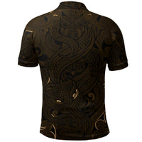 New Zealand Polo Shirt, Maori Gods Golf Shirt, Tumatauenga (God of War) Gold - Polynesian Pride
