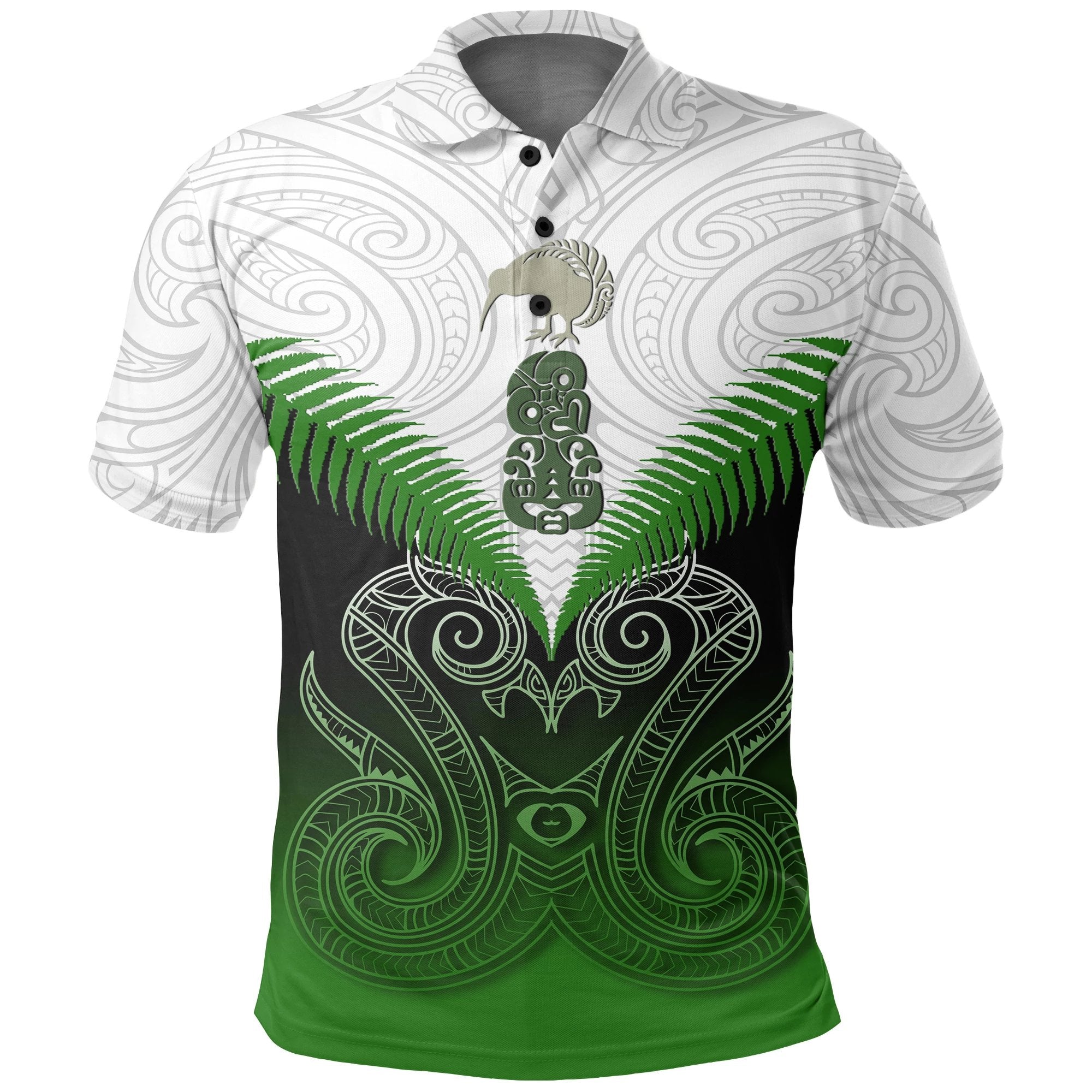 New Zealand Maori Manaia Polo Shirt - Green Black - Polynesian Pride