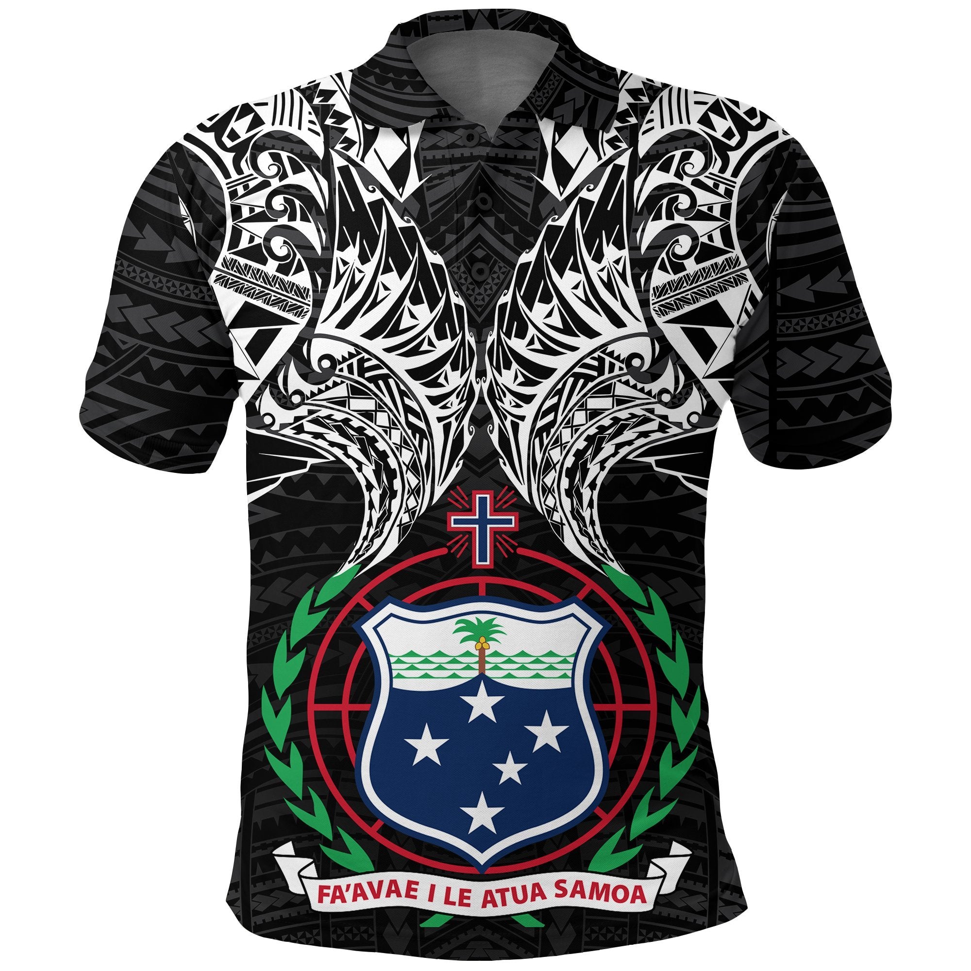 Samoan Tribal Tattoo Polo Shirt Black Unisex Black - Polynesian Pride