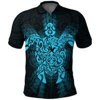 New Zealand Maori Polo Shirt, Wairua Tattoo Turtle Golf Shirts Blue Unisex Black - Polynesian Pride
