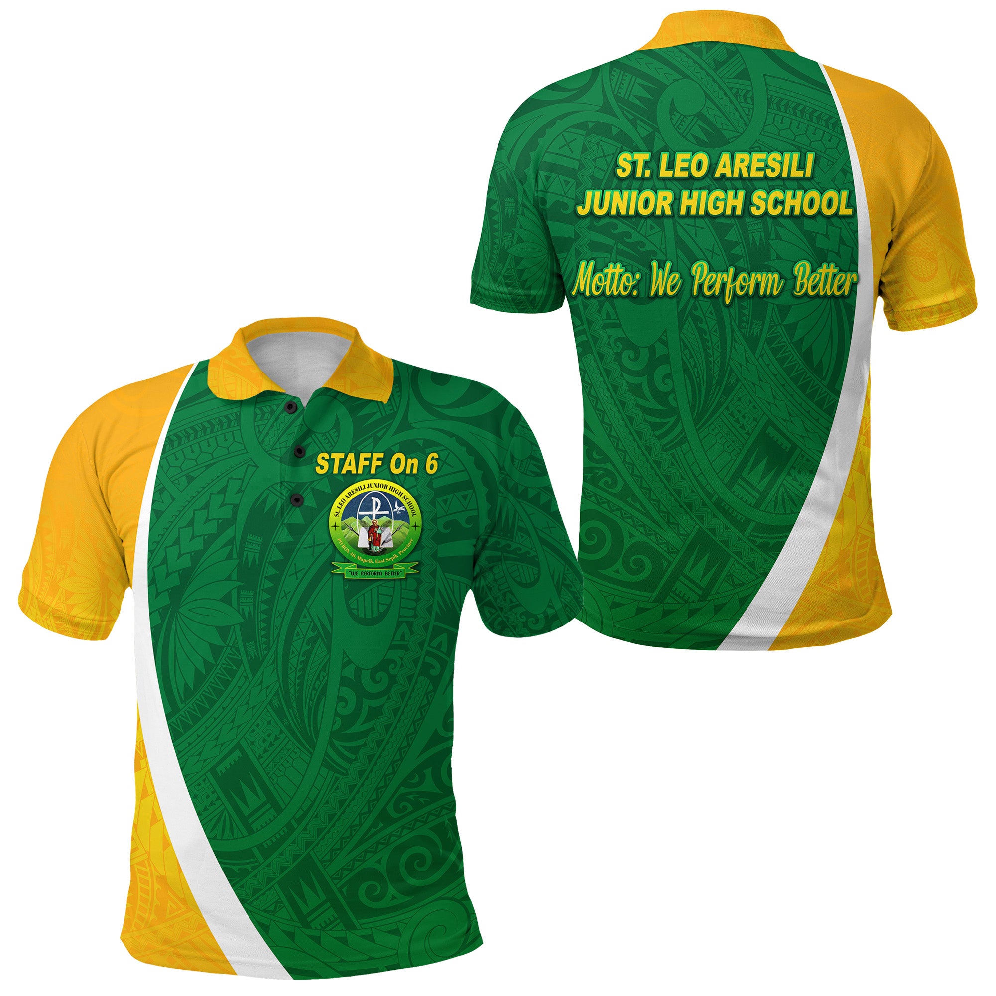 St. Leo Aresili Junior High School Polo Shirt Simple Style STAFF LT8 Unisex Green - Polynesian Pride