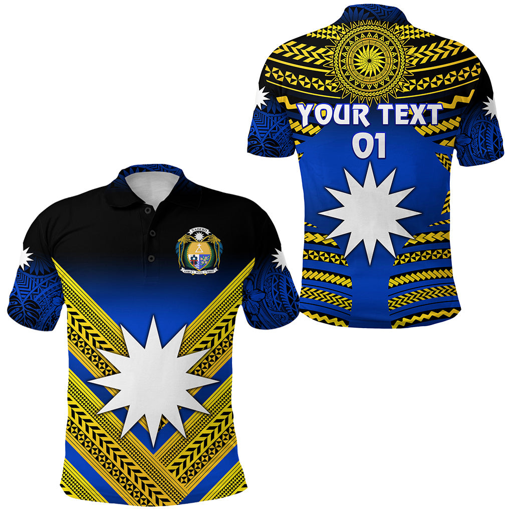 Custom Nauru Polynesian Flag Polo Shirt Creative Style Gradient Blue, Custom Text and Number LT8 Unisex Blue - Polynesian Pride