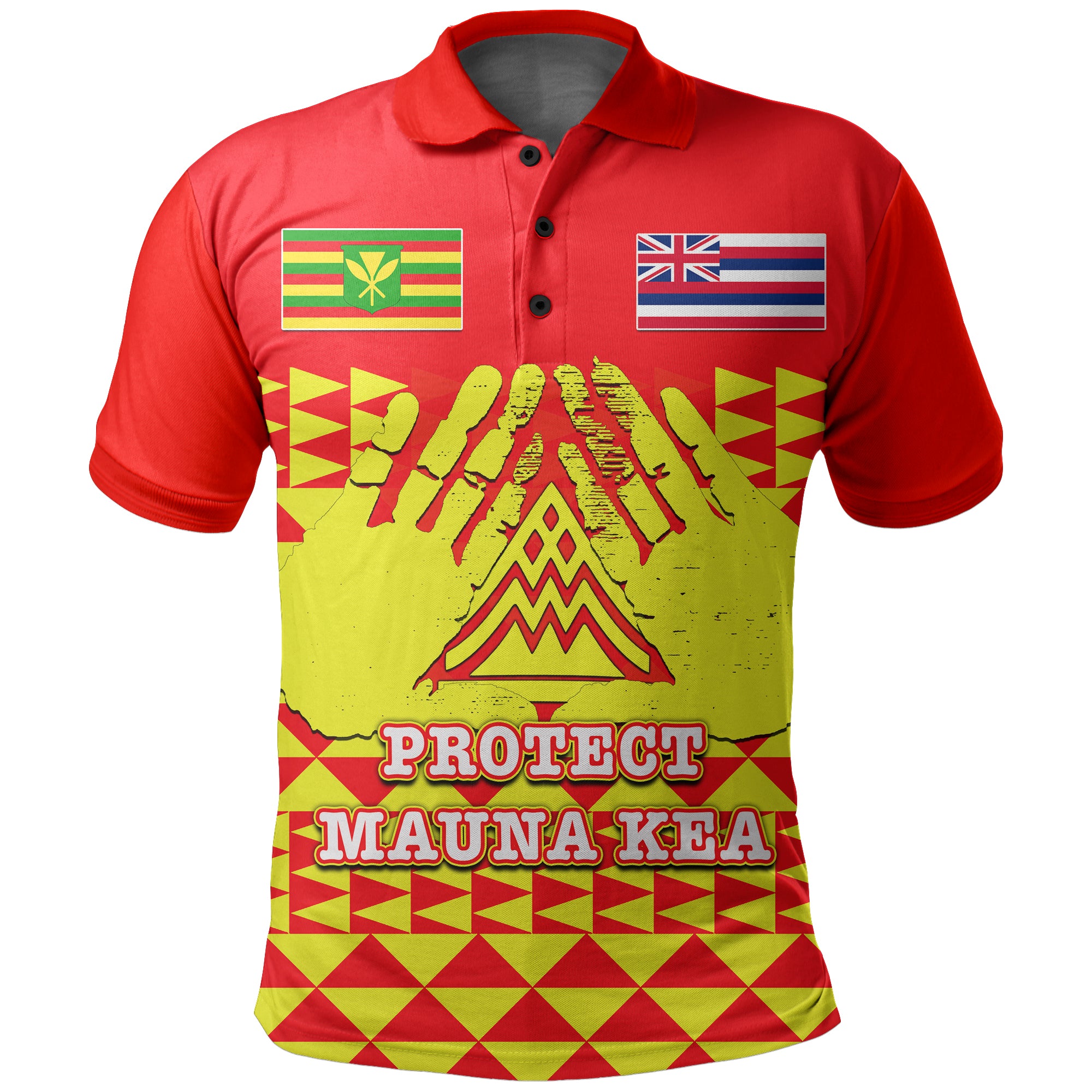 Custom Hawaii Polo Shirt Protect Mauna Kea LT6 Unisex Red - Polynesian Pride