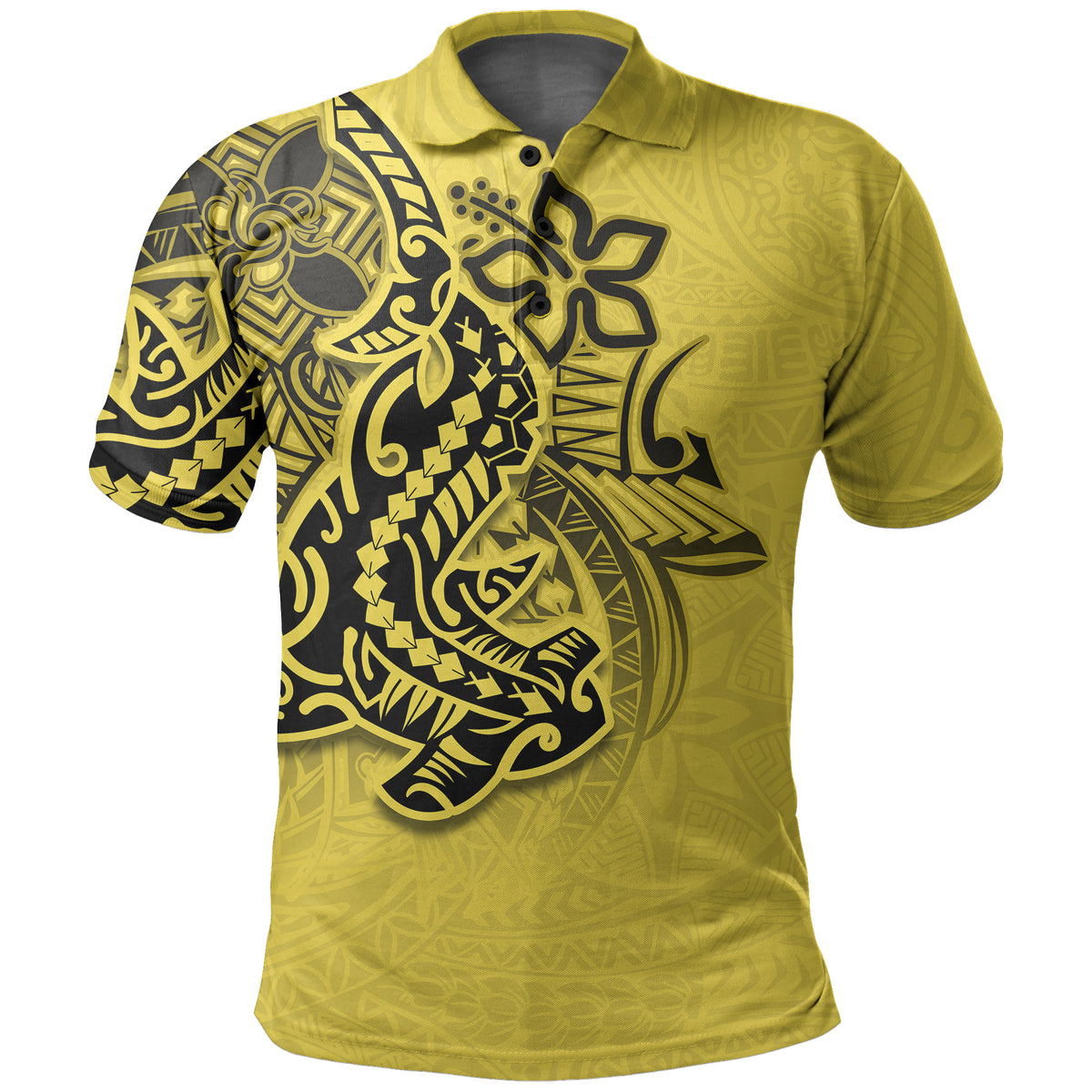 Custom Hammerhead shark Polo Shirt Polynesian Yellow Style LT6 - Polynesian Pride