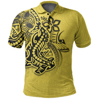 Custom Hammerhead shark Polo Shirt Polynesian Yellow Style LT6 - Polynesian Pride