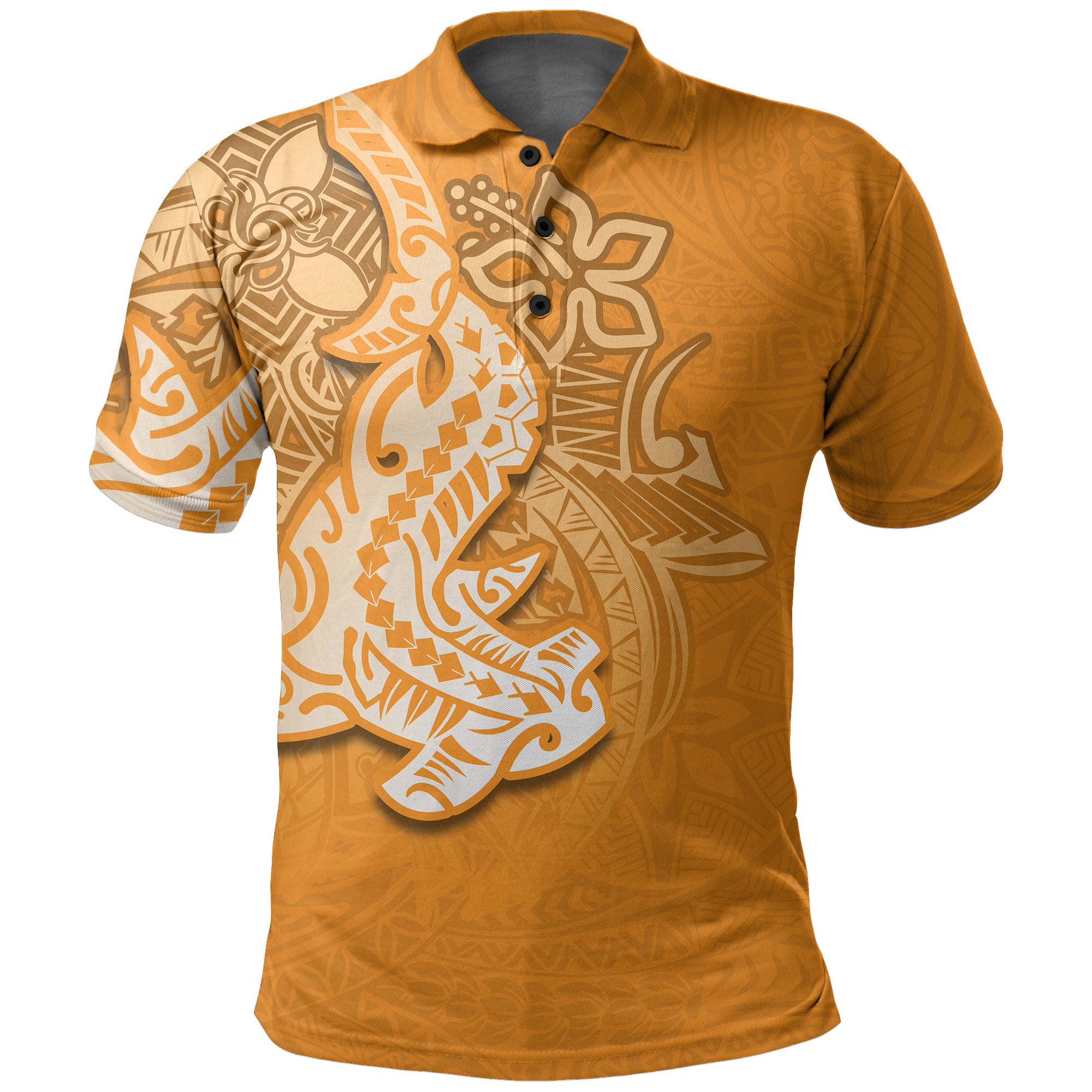 Custom Hammerhead shark Polo Shirt Polynesian Orange Style LT6 Unisex Orange - Polynesian Pride