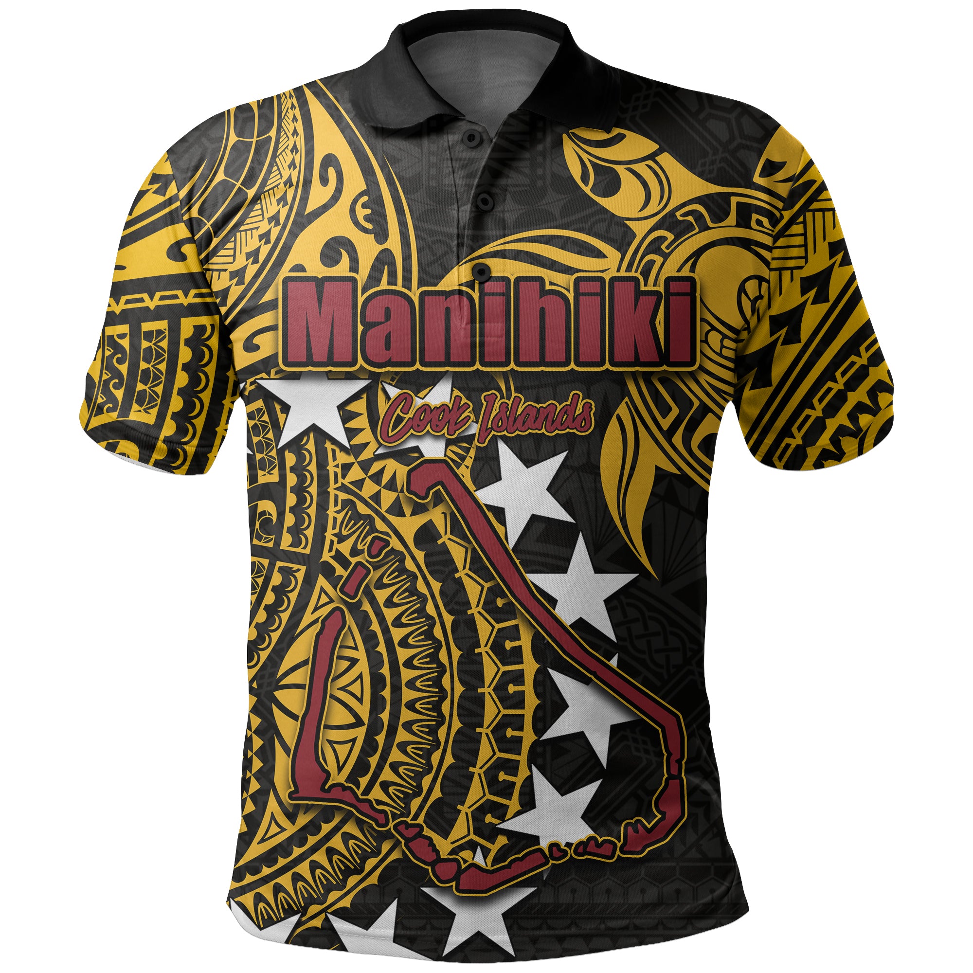 Custom Cook Islands Polo Shirt Manihiki LT6 Unisex Black - Polynesian Pride