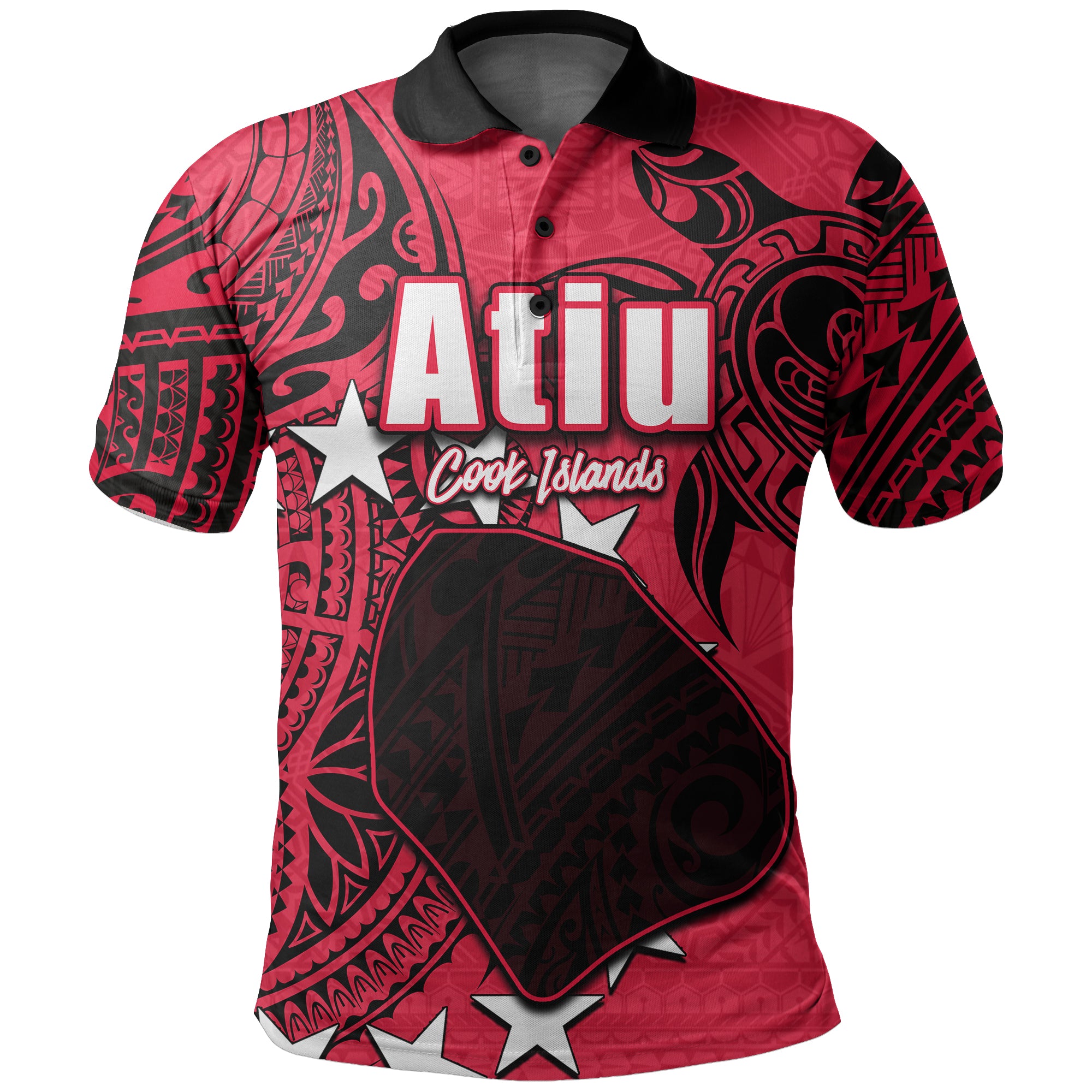 Custom Cook Islands Polo Shirt Atiu LT6 Unisex Red - Polynesian Pride