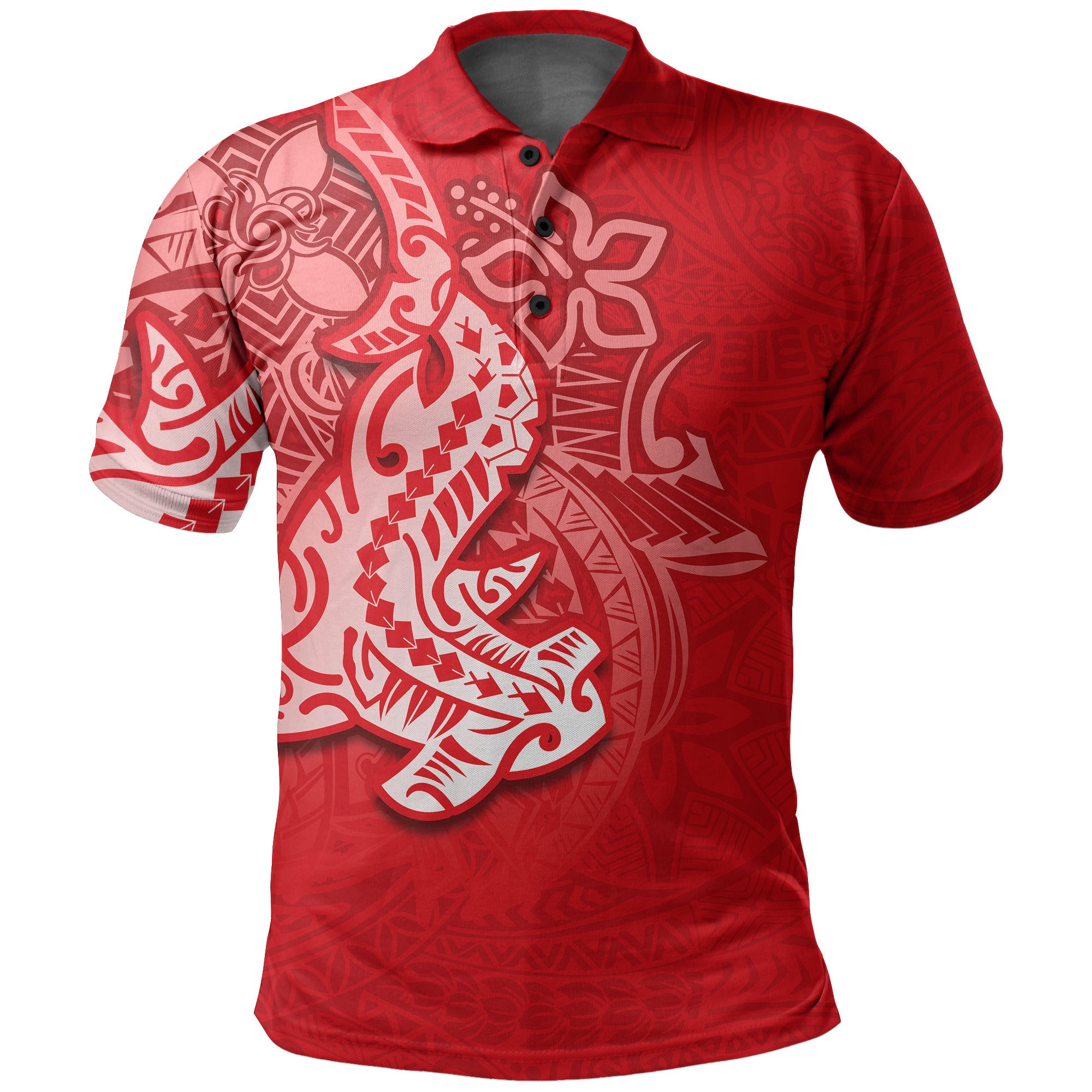 Custom Hammerhead shark Polo Shirt Polynesian Red Style LT6 Unisex Red - Polynesian Pride