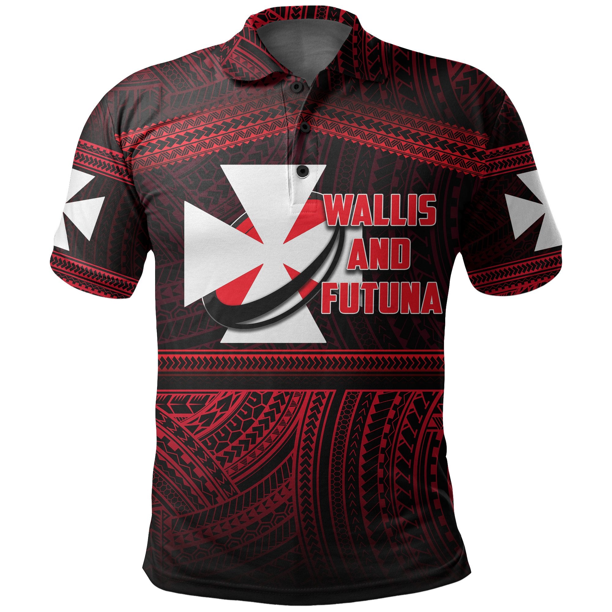 Wallis and Futuna Rugby Polynesian Patterns Polo Shirt Unisex Red - Polynesian Pride