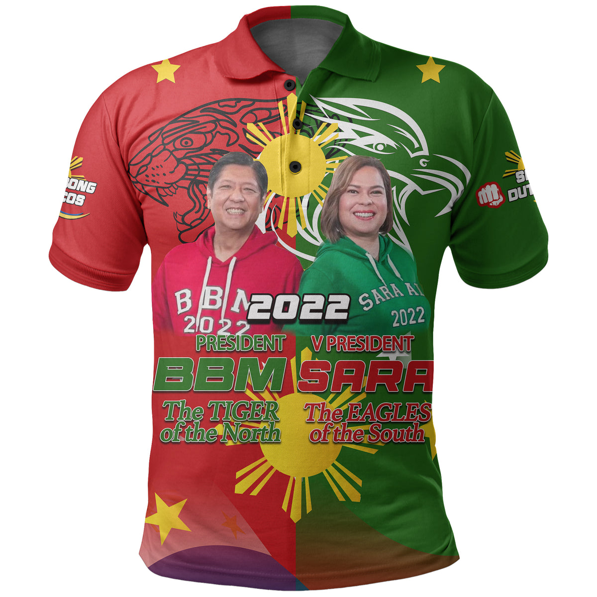 Custom Philippines Polo Shirt BBM and SARA 2022 LT6 Red - Polynesian Pride