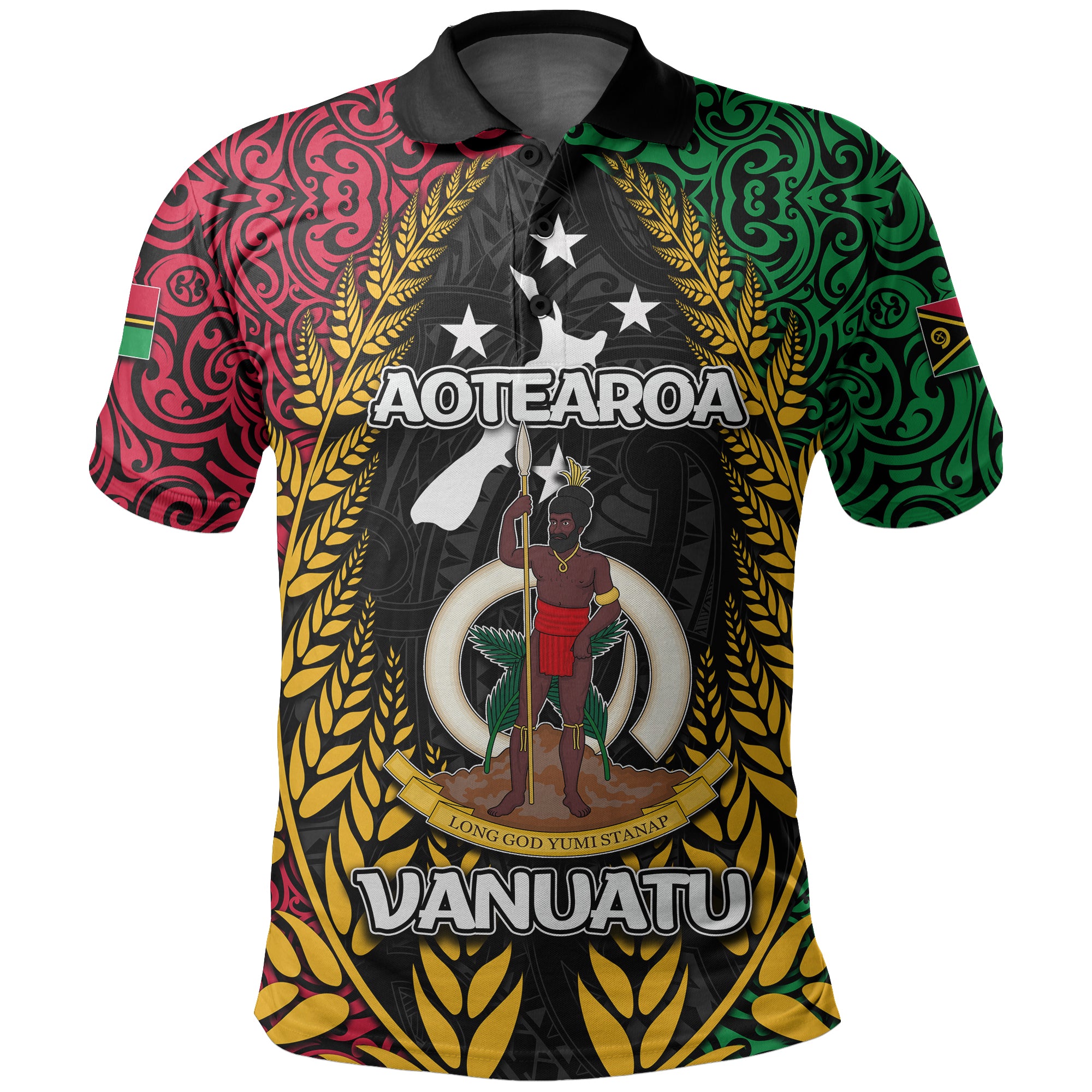 Vanuatu Polo Shirt Mix Maori Aotearoa LT6 Unisex Red - Polynesian Pride