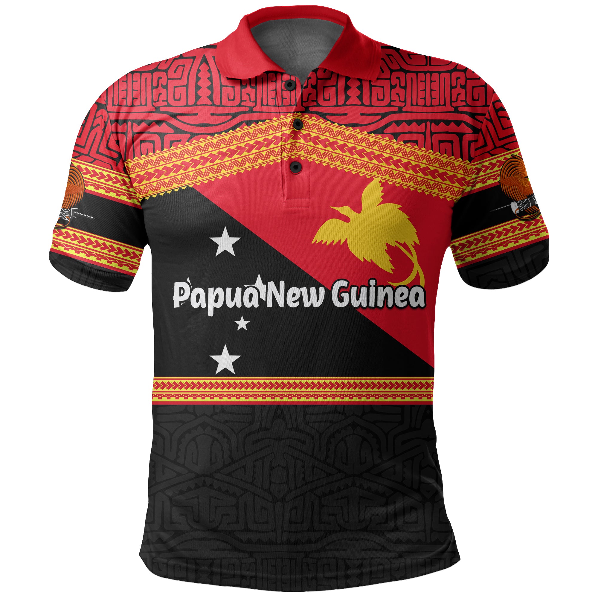 Custom Papua New Guinea Polo Shirt Flag Style LT6 Unisex Red - Polynesian Pride