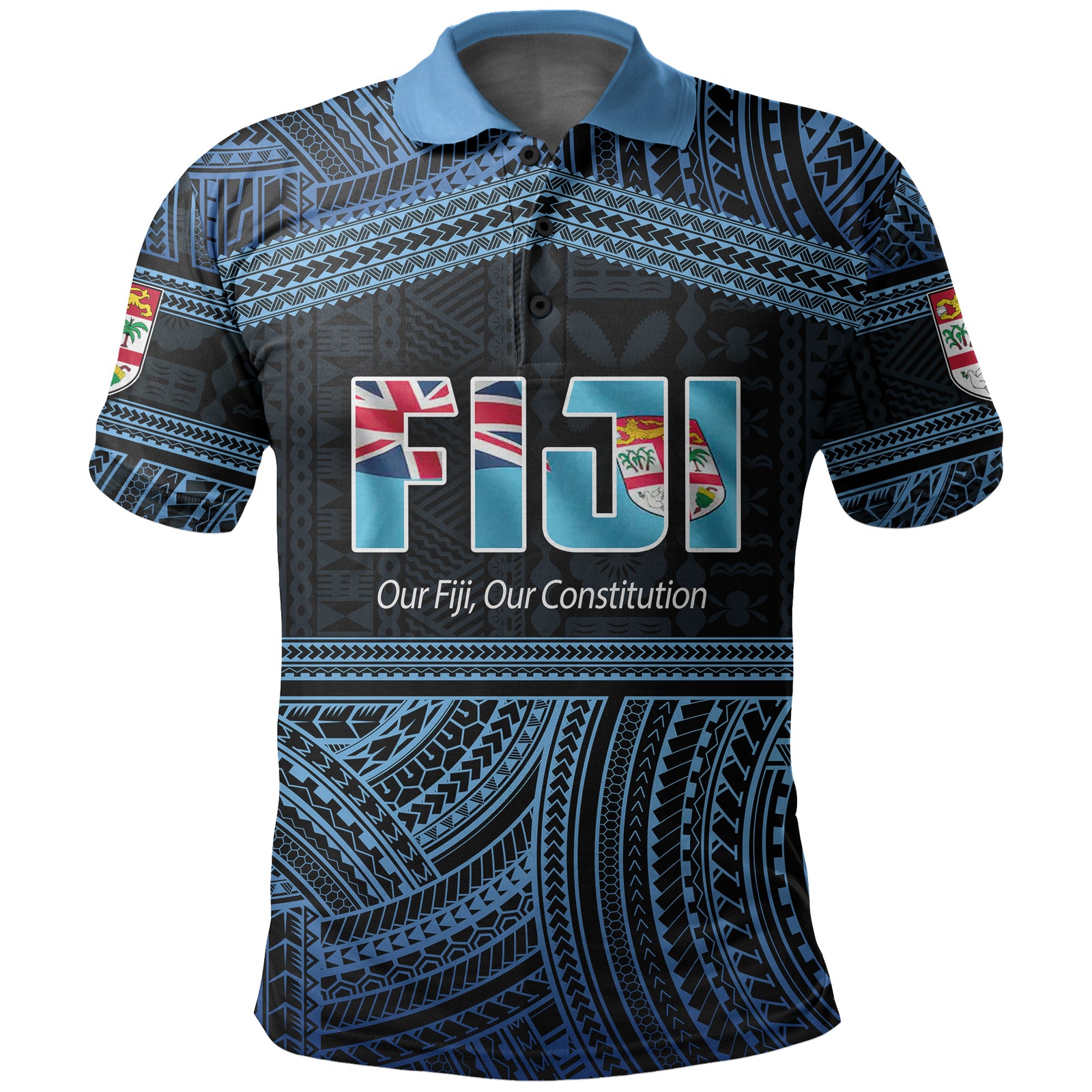 Fiji Constitution Day Polynesian Patterns Polo Shirt LT6 Unisex Blue - Polynesian Pride