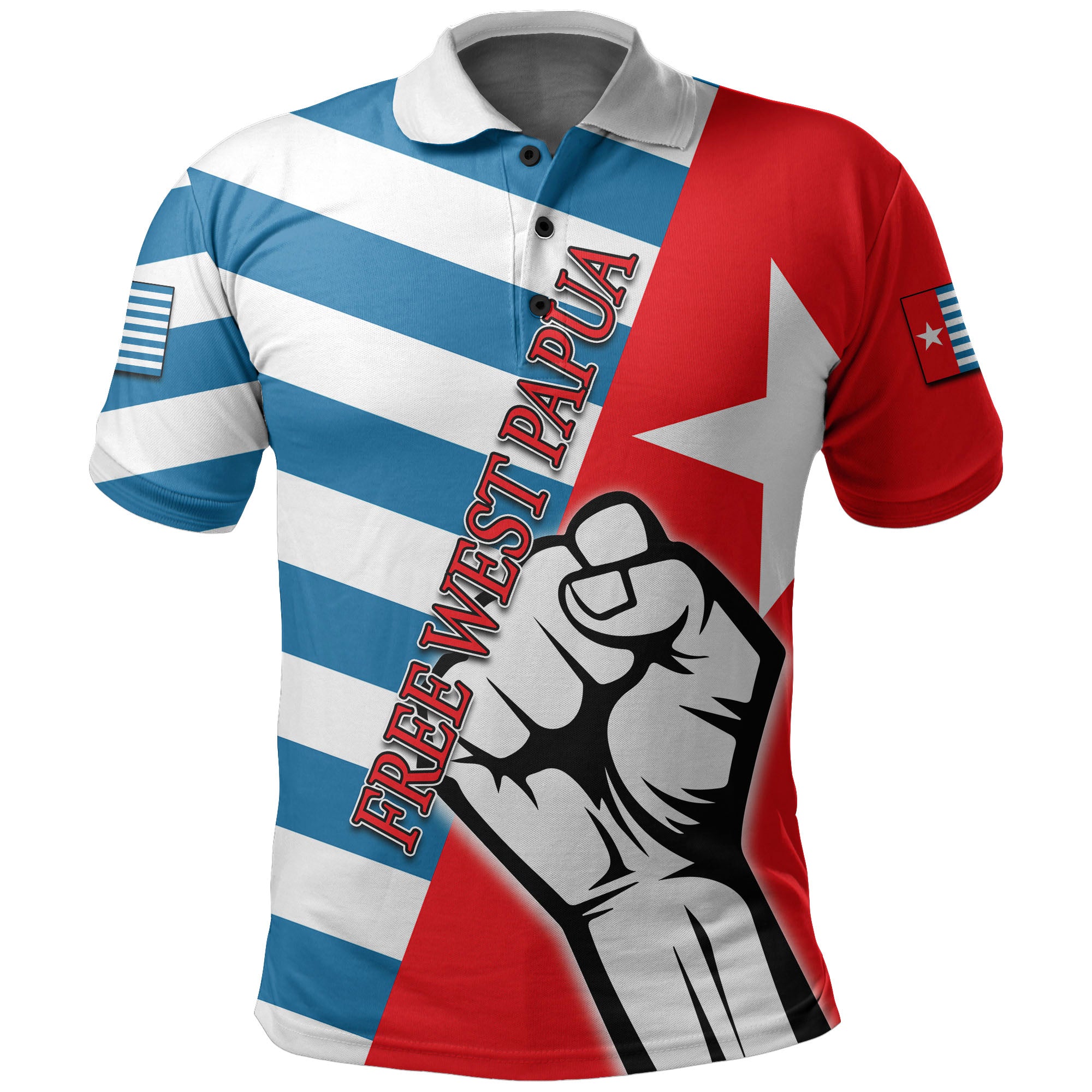 Custom Free West Papua Polo Shirt Clenched Hands Flag LT6 Unisex Blue - Polynesian Pride