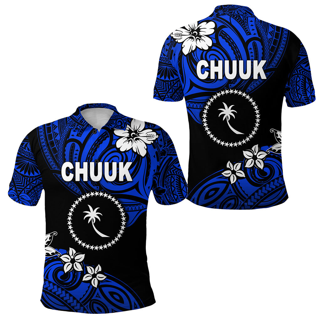 FSM Chuuk Polo Shirt Unique Vibes Blue LT8 Unisex Blue - Polynesian Pride