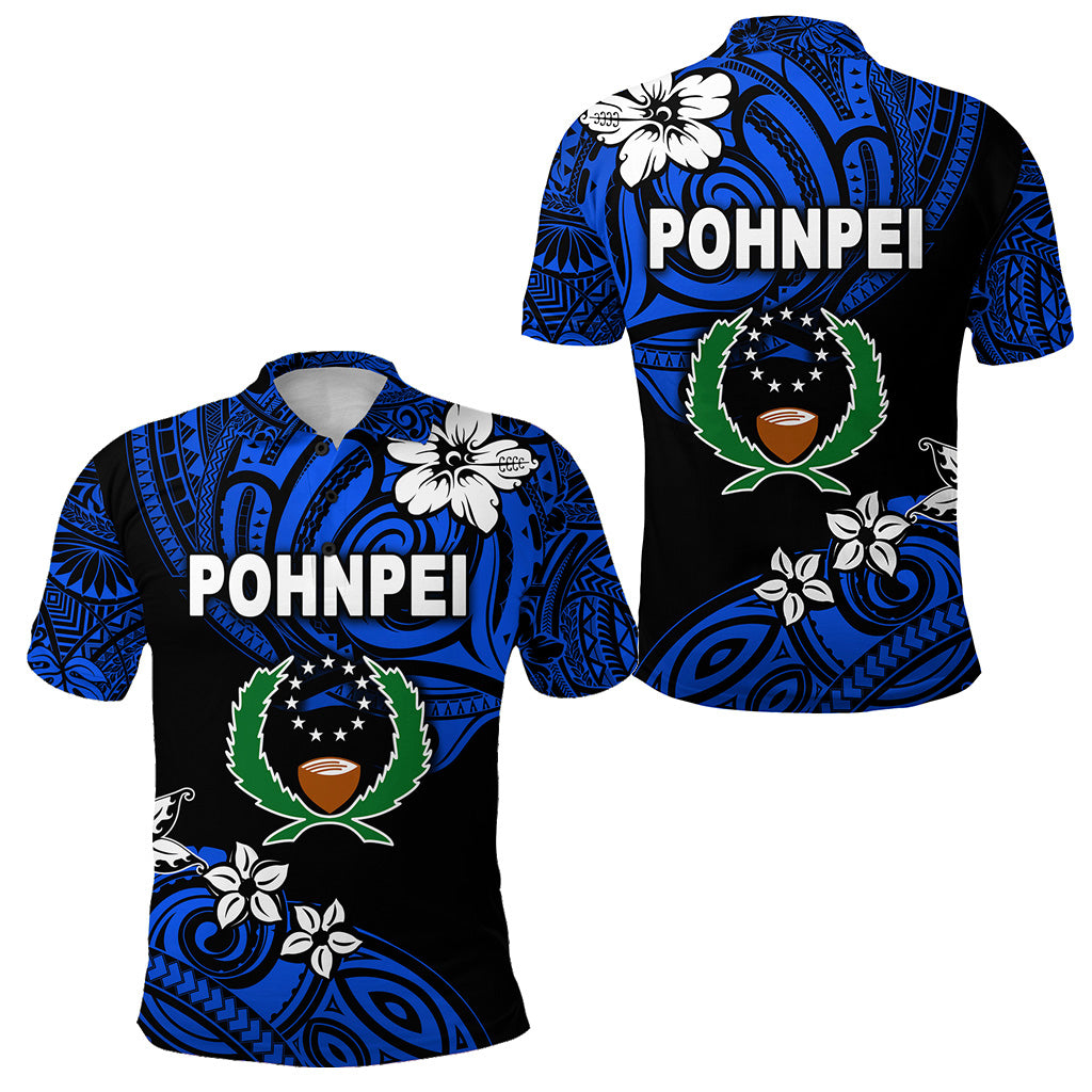 FSM Pohnpei Polo Shirt Unique Vibes Blue LT8 Unisex Blue - Polynesian Pride