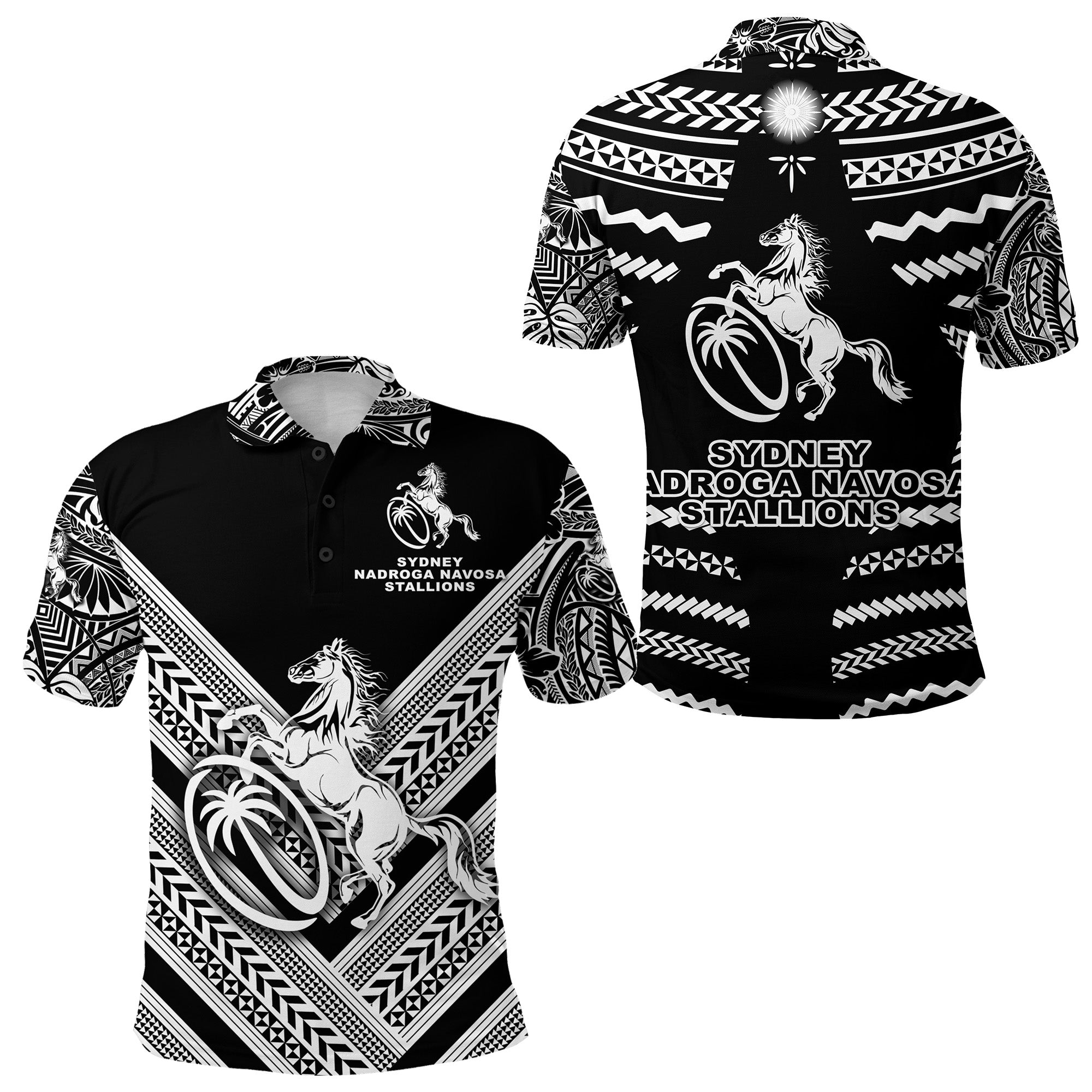 Fiji Rugby Polo Shirt Sydney Nadroga Navosa Stallions Creative Style Black LT8 Unisex Black - Polynesian Pride