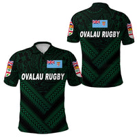 Fiji Ovalau Rugby Polo Shirt Dark Green Style LT8 Unisex Green - Polynesian Pride