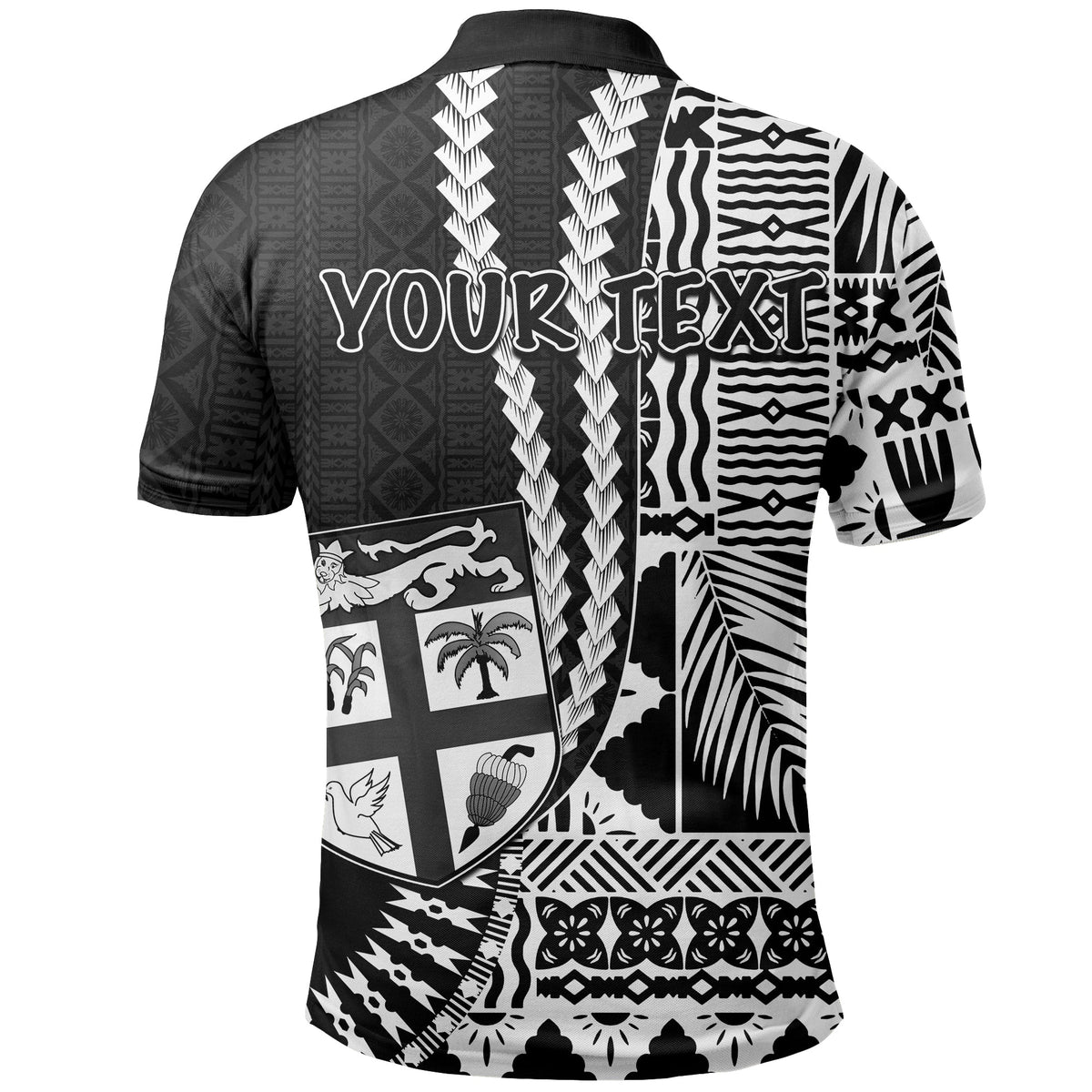 Custom Fiji Polo Shirt Masi Tapa Patterns Black Style LT6 - Polynesian Pride