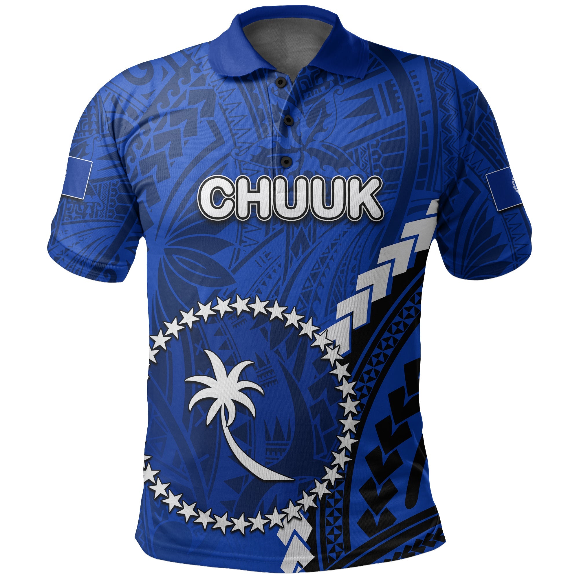 Custom Chuuk Polo Shirt Polynesian Style LT6 Blue - Polynesian Pride