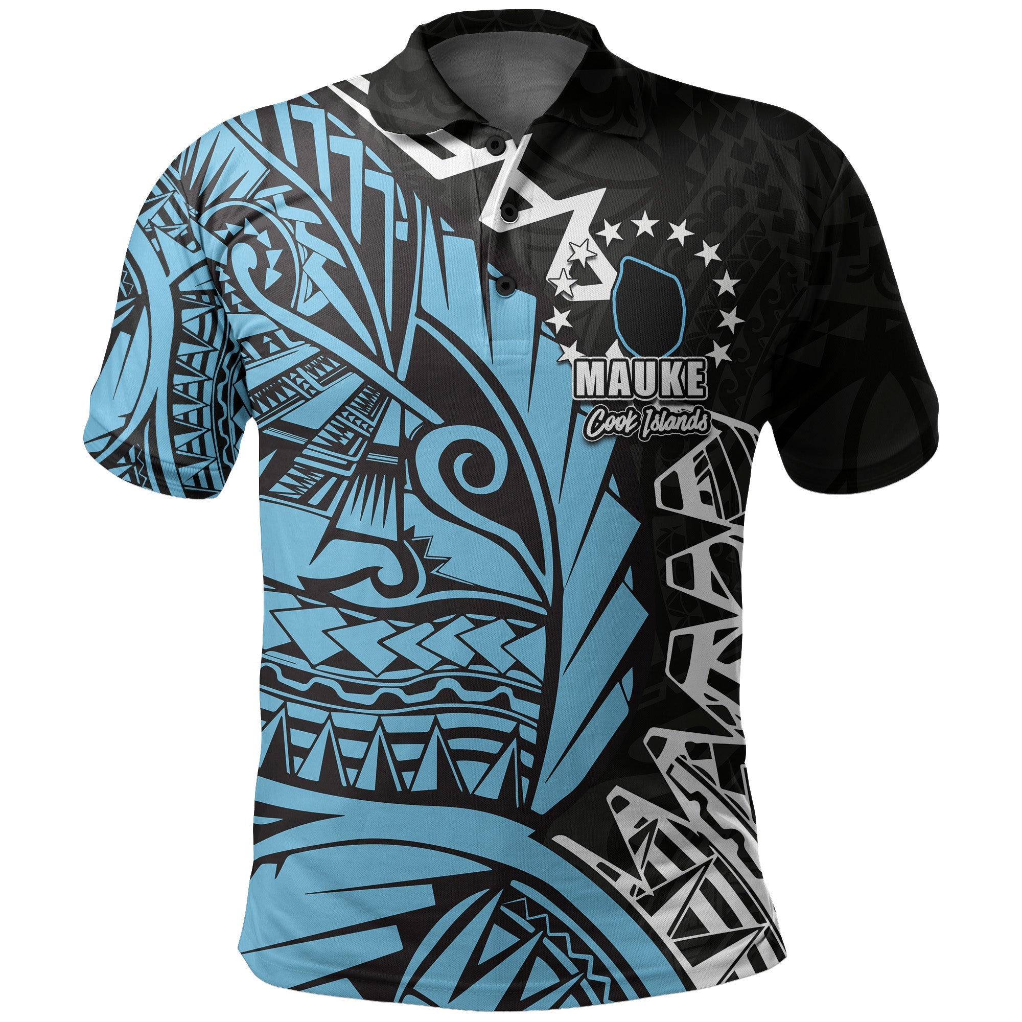 Custom Cook Islands Polo Shirt Mauke Polynesian Style LT6 Blue - Polynesian Pride