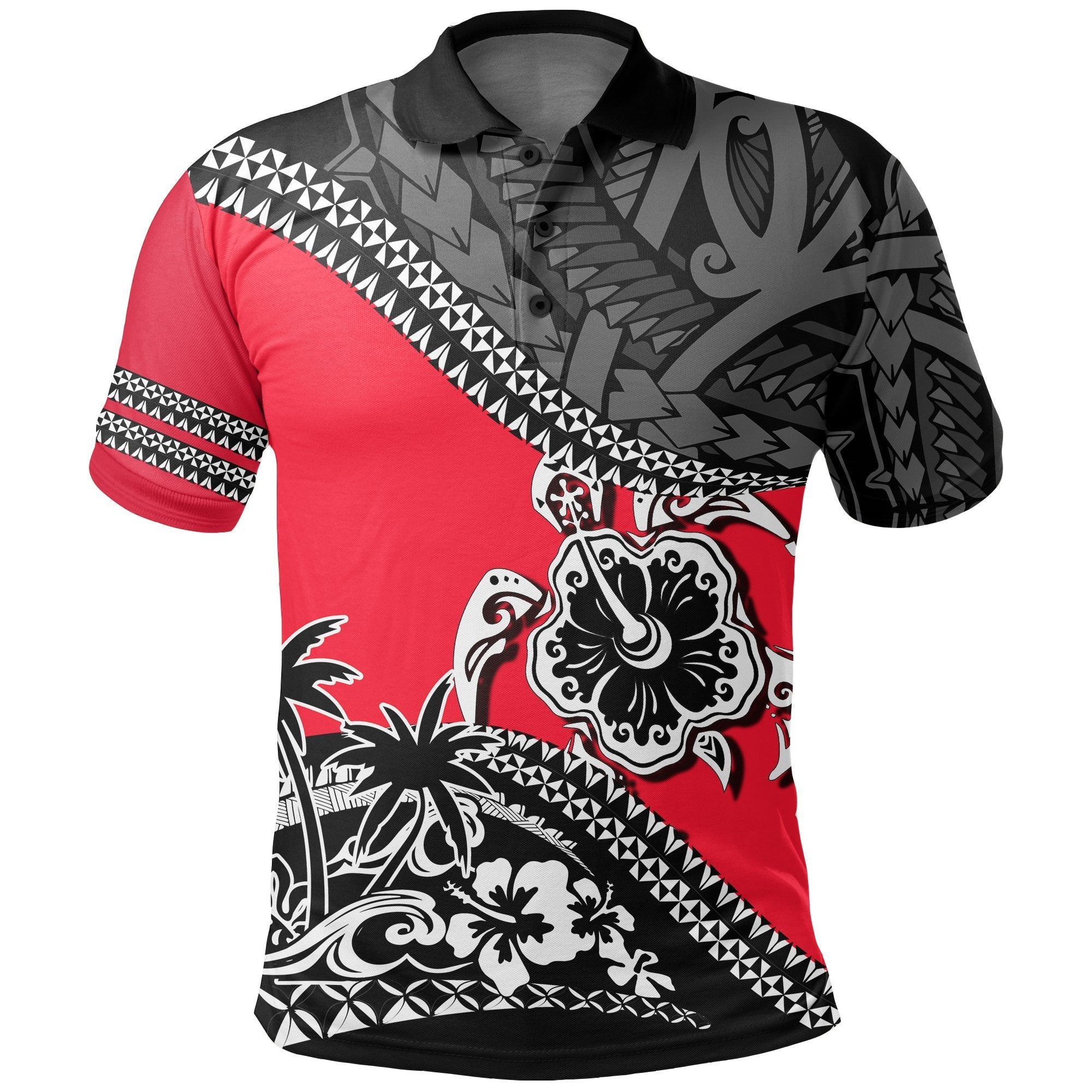 Polynesian Turtle Polo Shirt Fall In The Wave K7 Unisex Red - Polynesian Pride