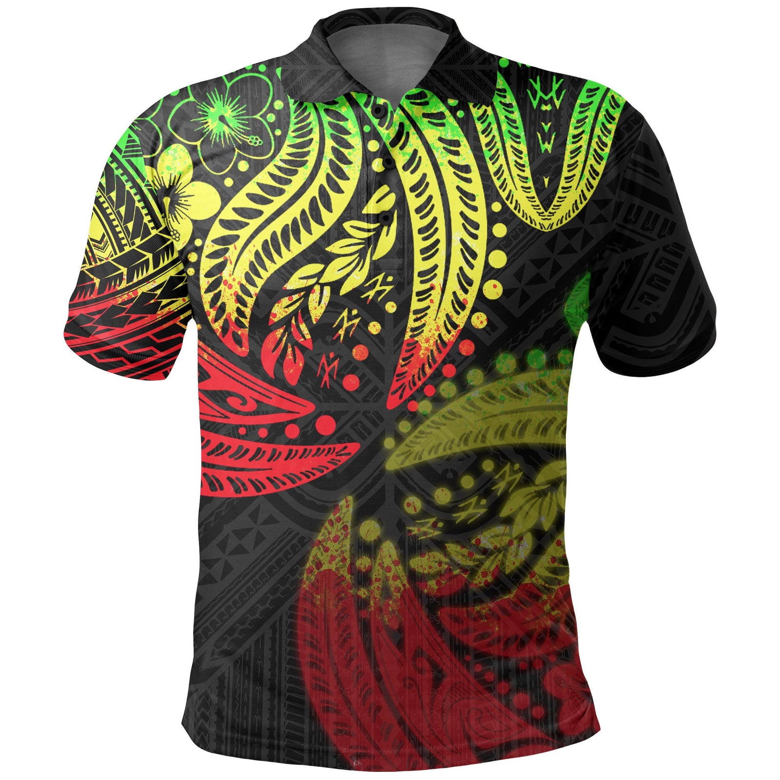 Polynesian Patterns Polo Shirt Reggae Color Unisex Black - Polynesian Pride