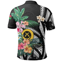 Vanuatu All Over Print Polo Shirt Coat Of Arms Polynesian With Hibiscus 2 - Polynesian Pride