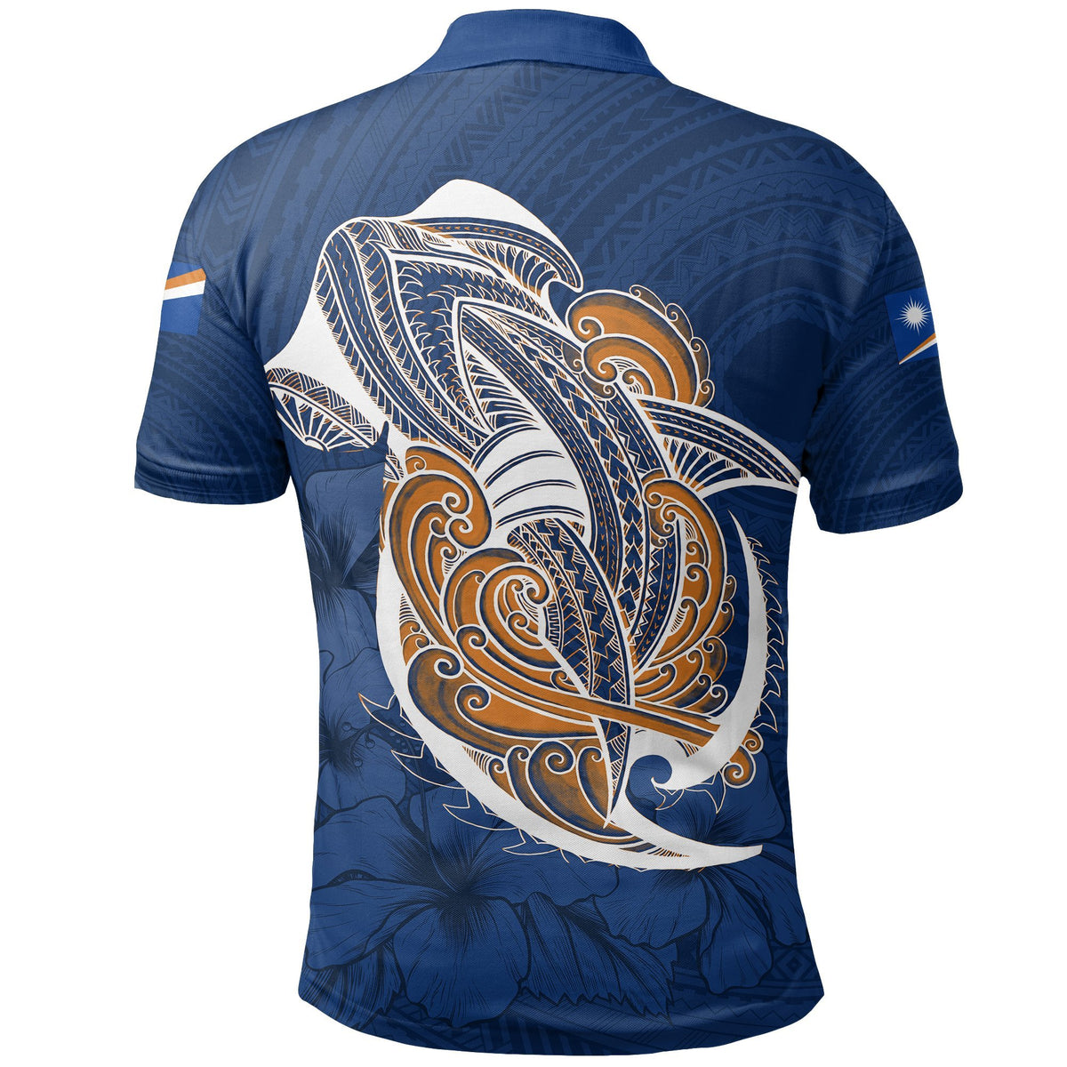 Marshall Islands Polo Shirt Shark Coat Of Arms - Polynesian Pride
