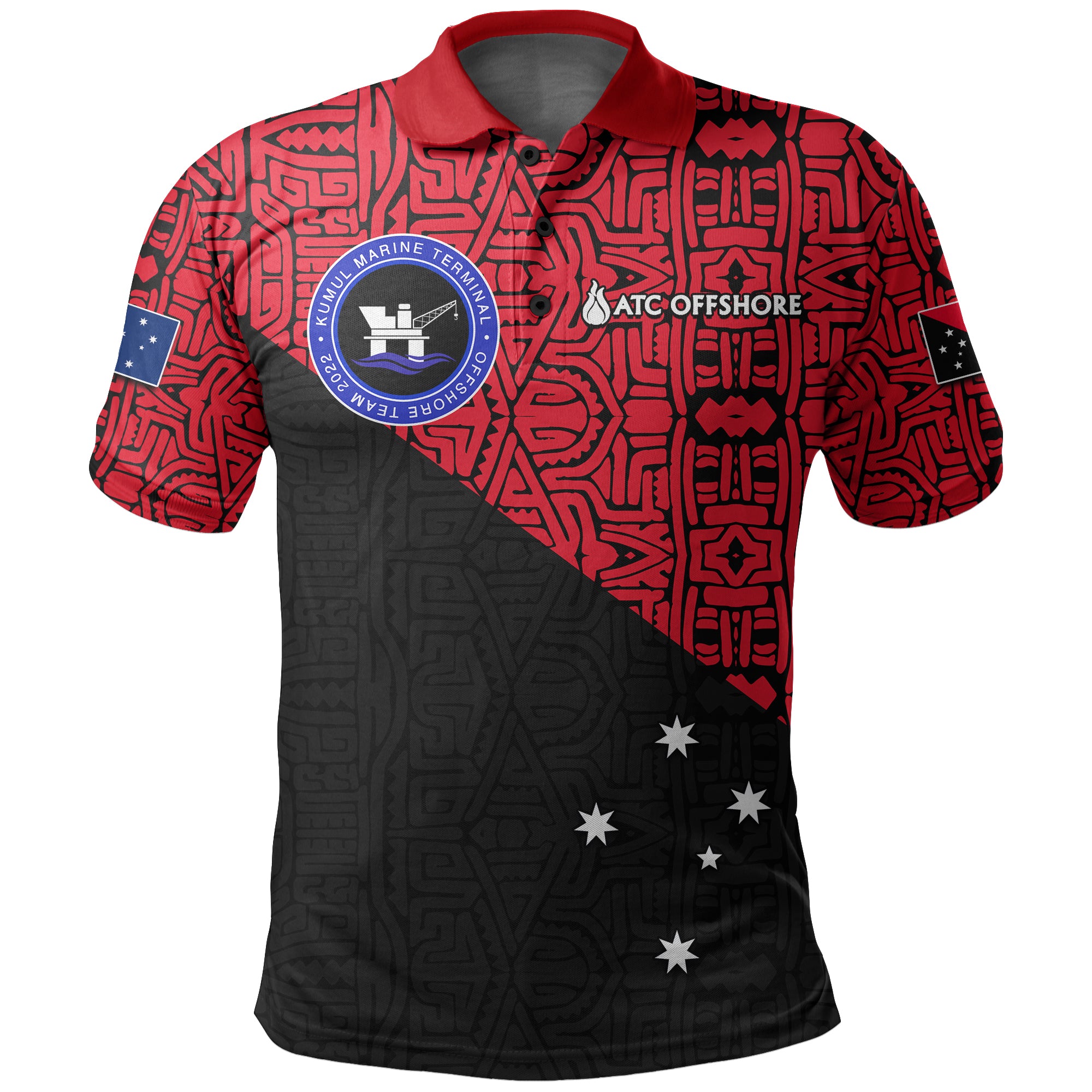 ATC OFFSHORE Polo Shirt Red LT6 Black - Polynesian Pride