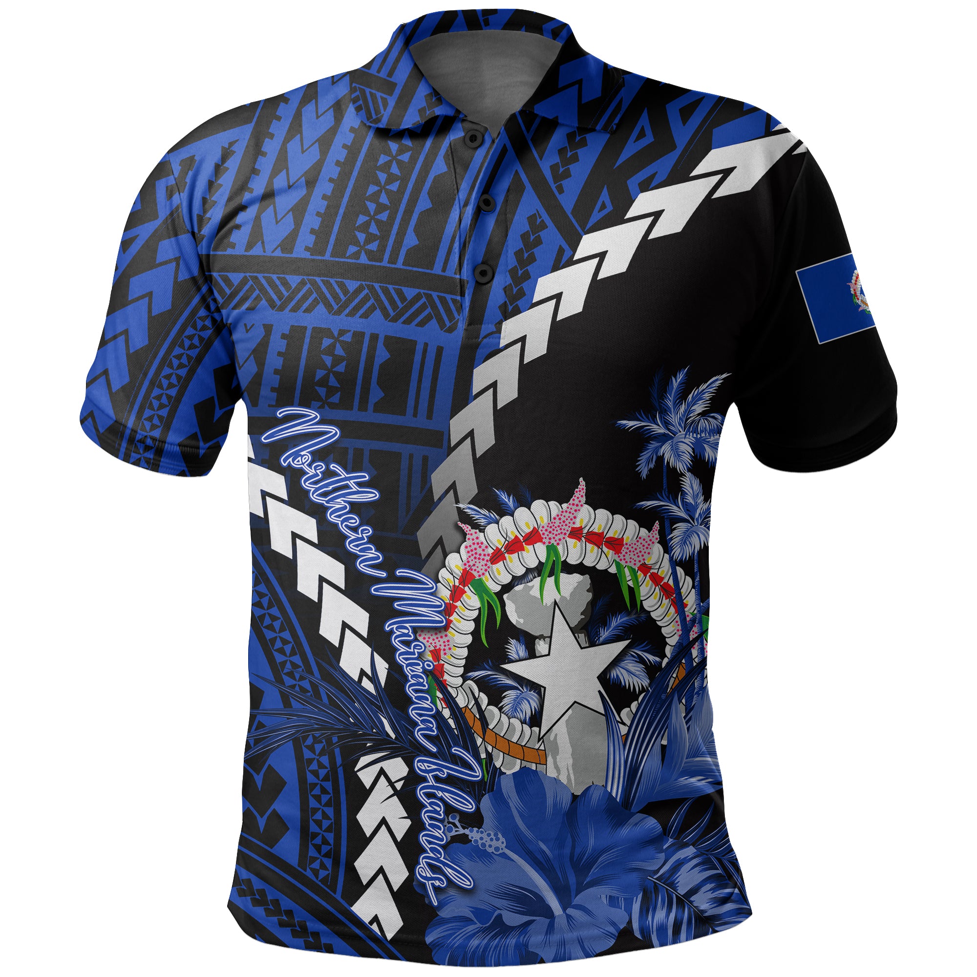 Custom Northern Mariana Islands Polo Shirt Polynesian Style Blue Color LT6 Blue - Polynesian Pride