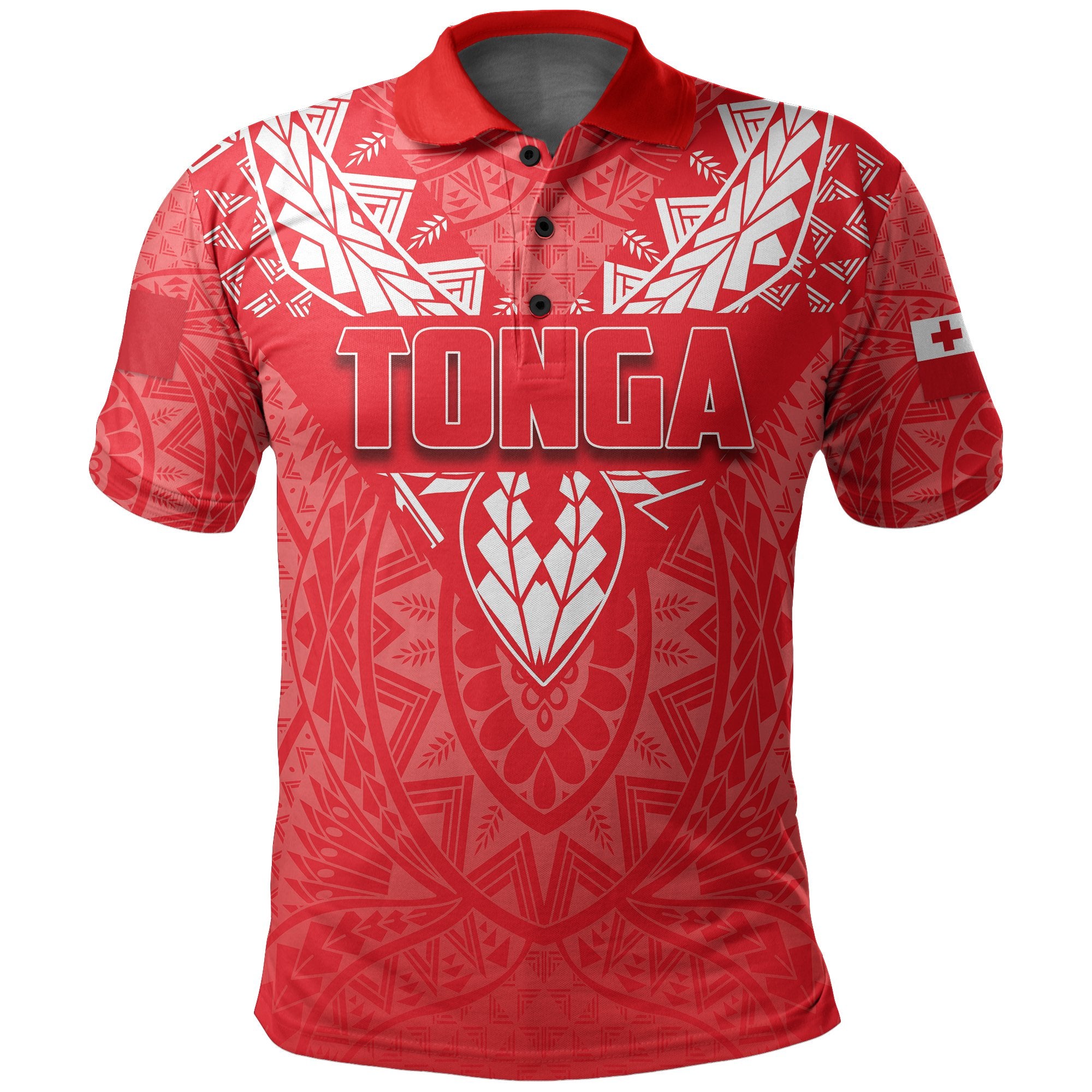 Custom Tonga Rugby Polo Shirt Polynesian With Coat Of Arms Style Unisex Red - Polynesian Pride