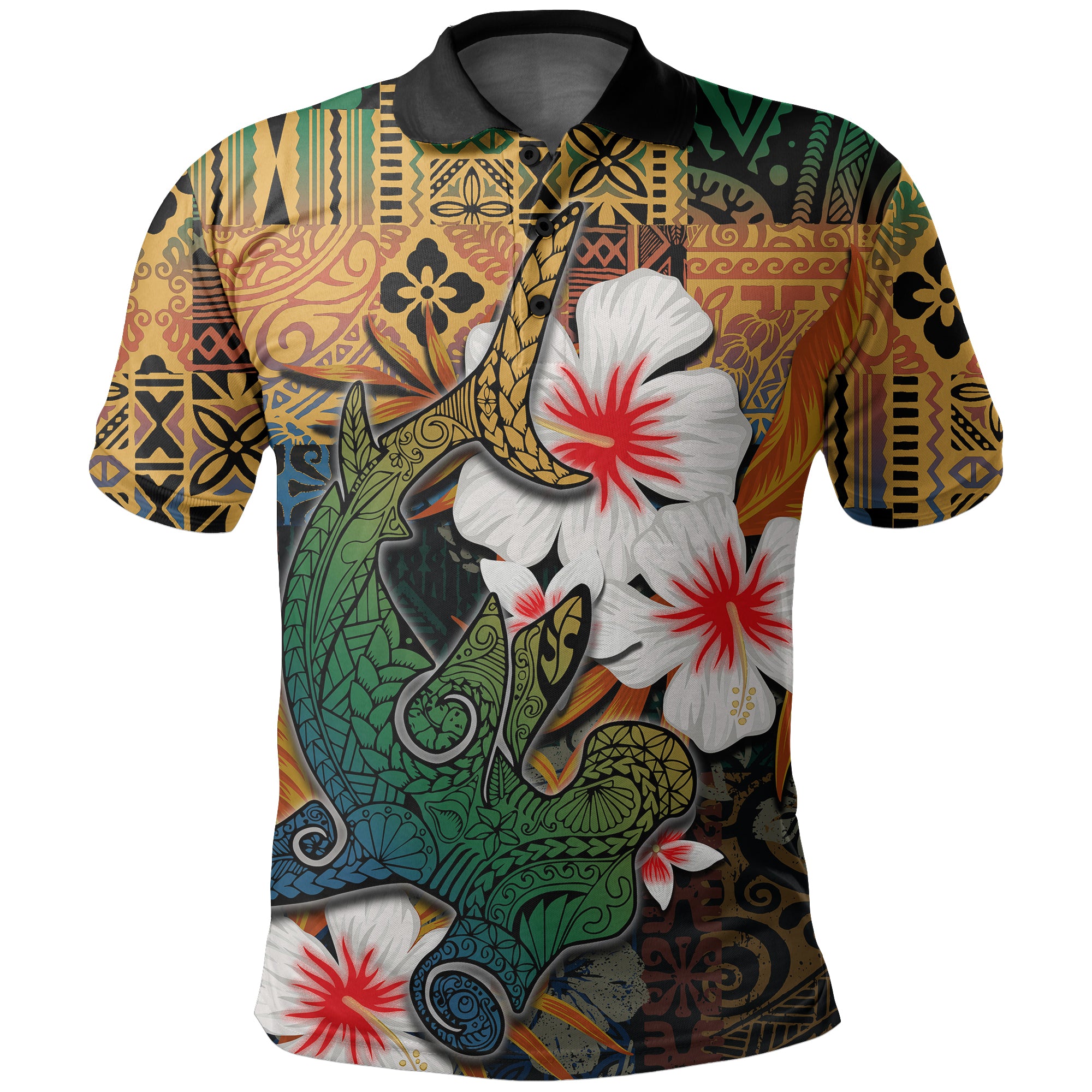 Custom Hammerhead shark Polo Shirt Hawaii Style LT6 Unisex Yellow - Polynesian Pride