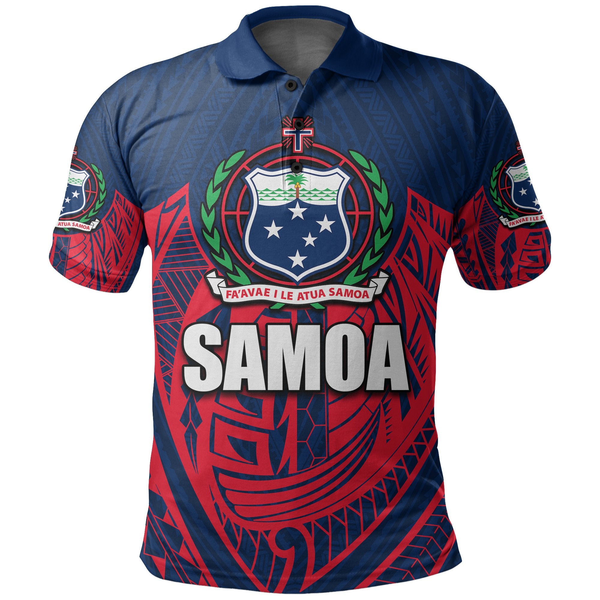 Samoa Polynesian Patterns Polo Shirt Blue - Polynesian Pride