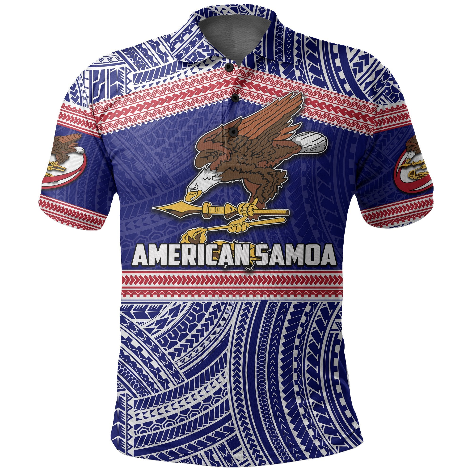 American Samoa Rugby Polynesian Patterns Polo Shirt Unisex Blue - Polynesian Pride