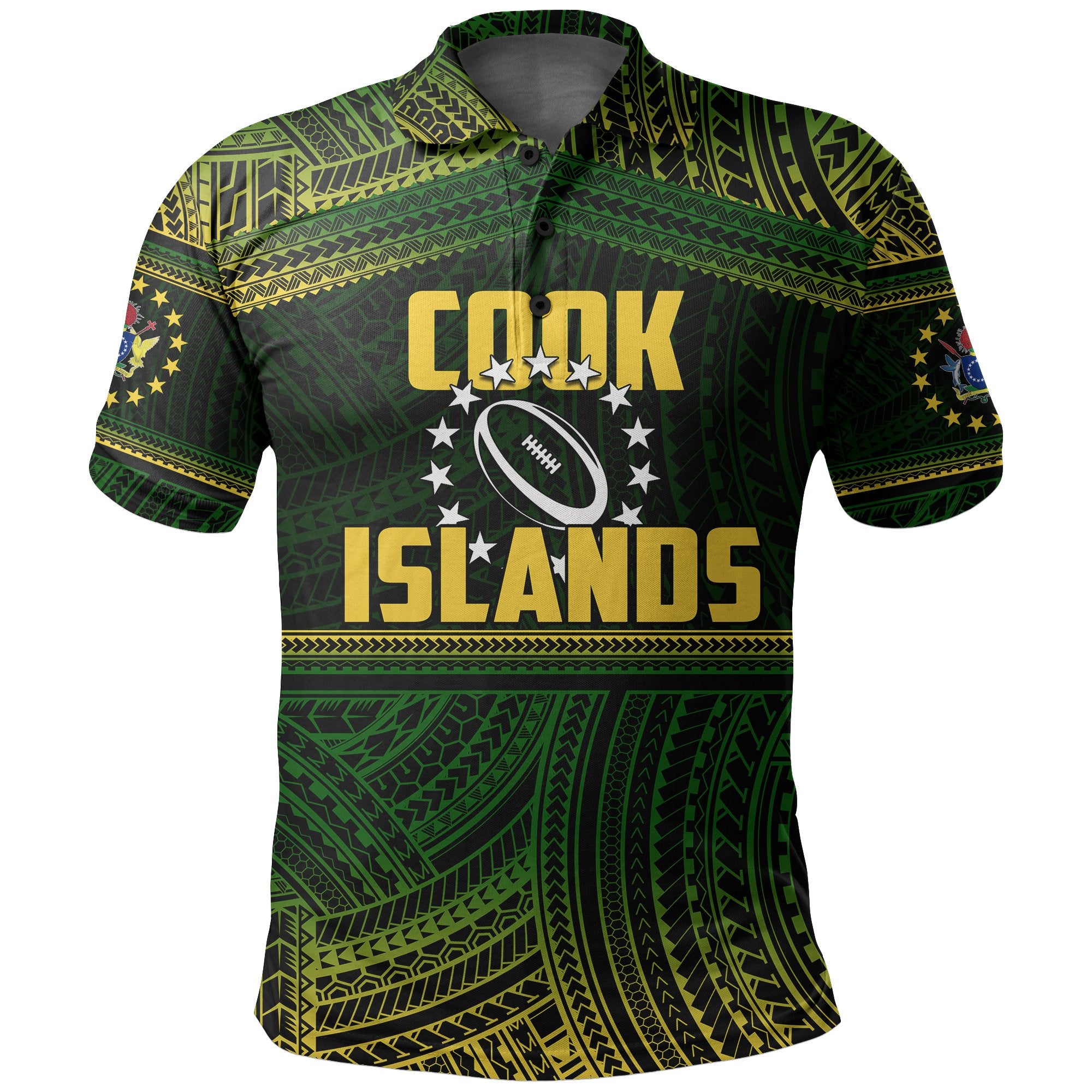 Cook Islands Rugby Polynesian Patterns Polo Shirt Unisex Green - Polynesian Pride