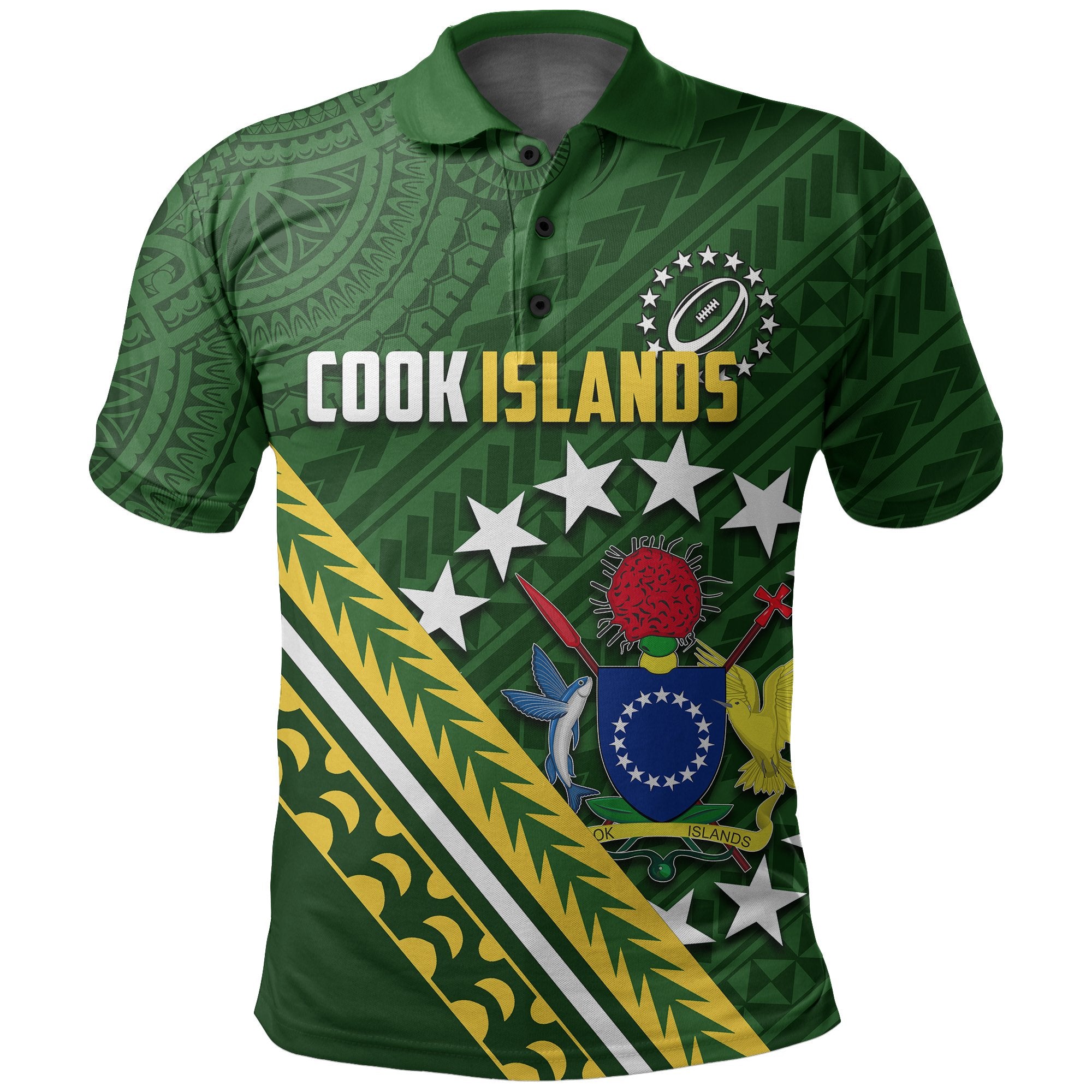 Custom Cook Islands Rugby With Polynesian Polo Shirt Unisex Green - Polynesian Pride