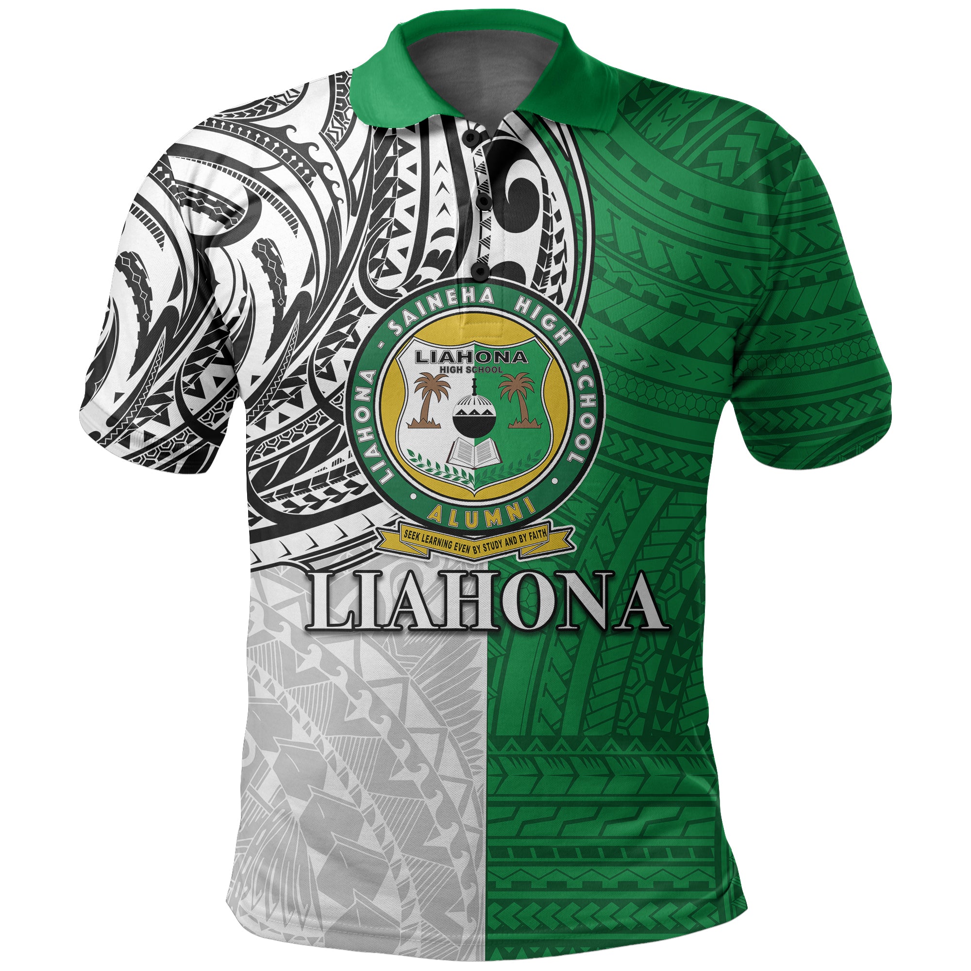 Tonga Liahona High School Polo Shirt LT6 Unisex Green - Polynesian Pride