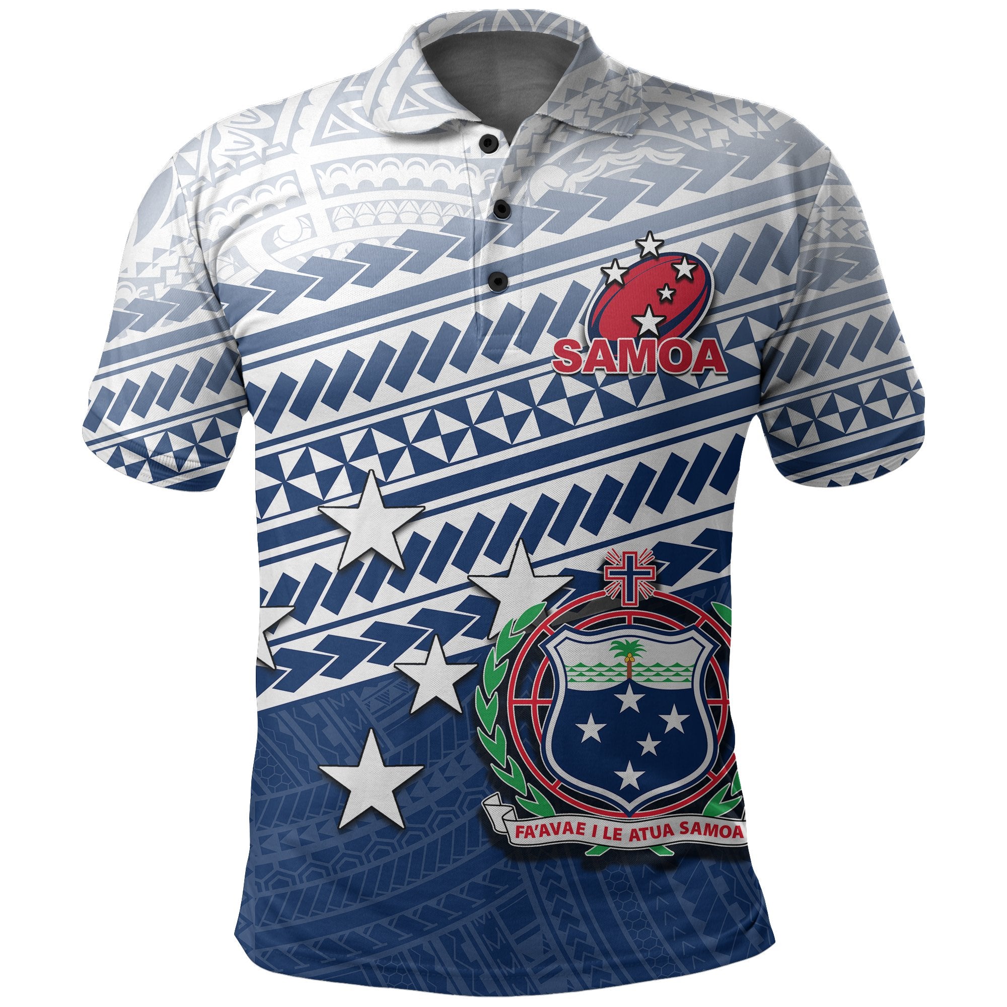 Samoa Rugby Polo Shirt Polynesian Style Unisex Blue - Polynesian Pride