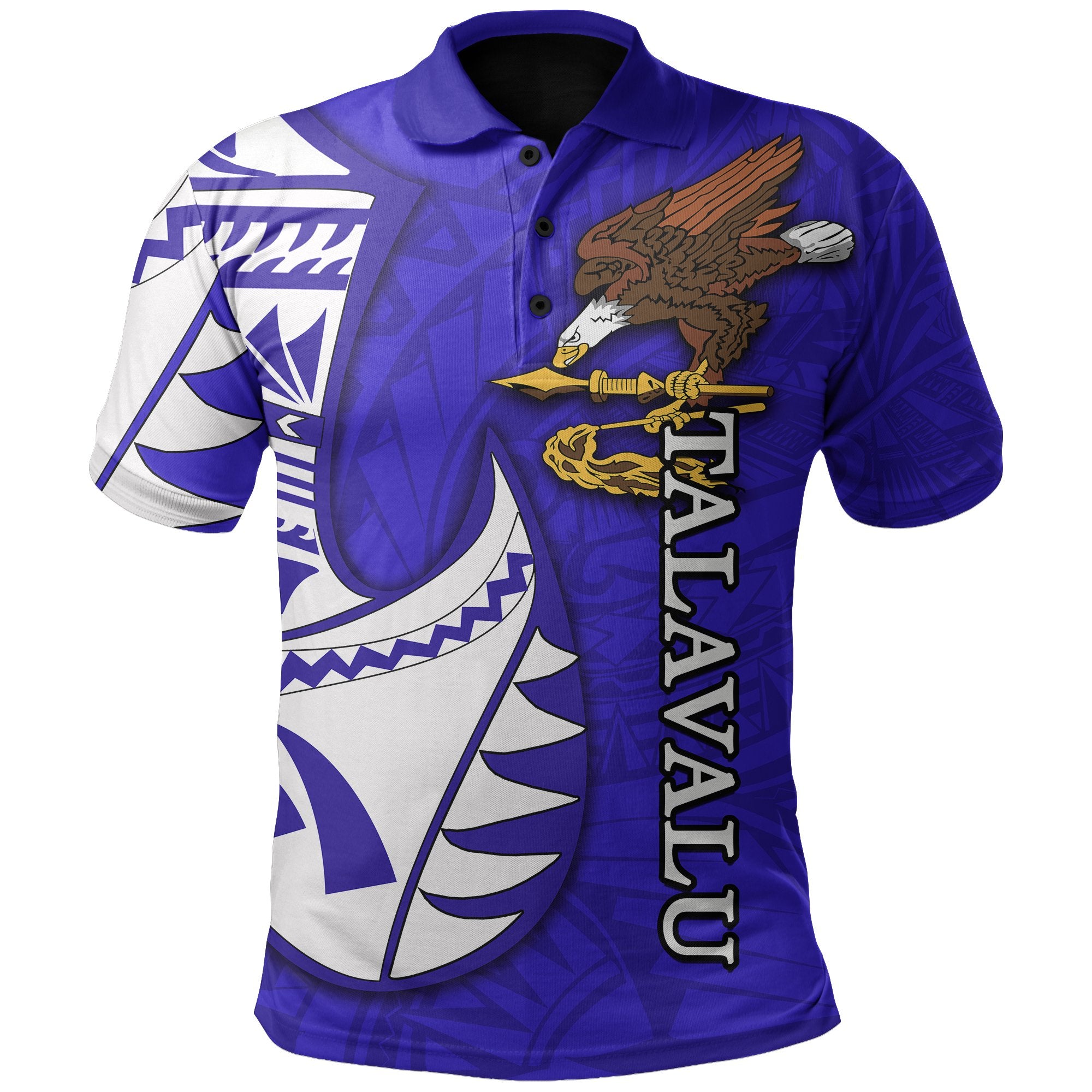 American Samoan Rugby Polo Shirt Talavalu Blue - Polynesian Pride