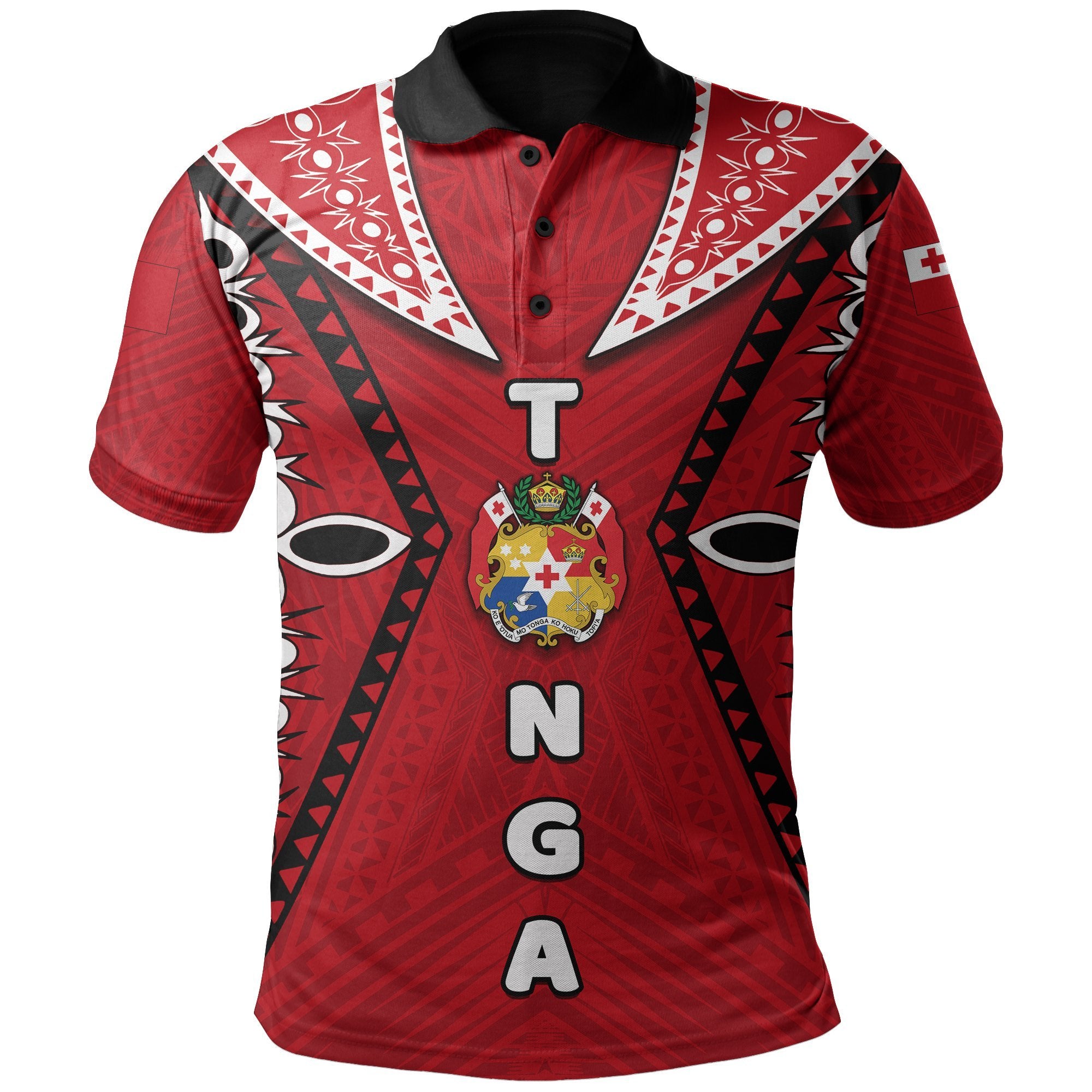 Tonga Polo Shirt Ngatu Coat Of Arms Red - Polynesian Pride