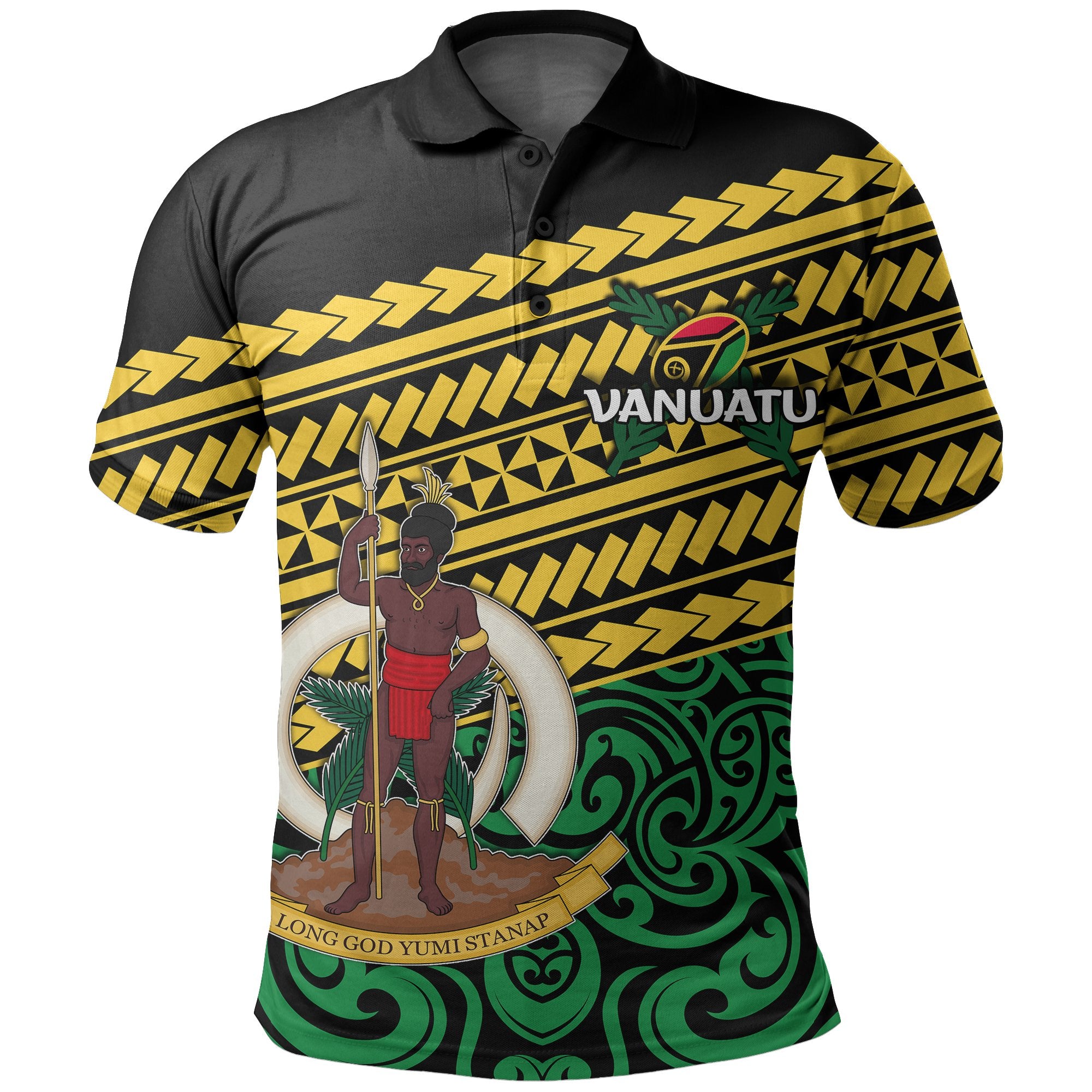 Vanuatu Rugby Polo Shirt Polynesian Style Unisex Green - Polynesian Pride