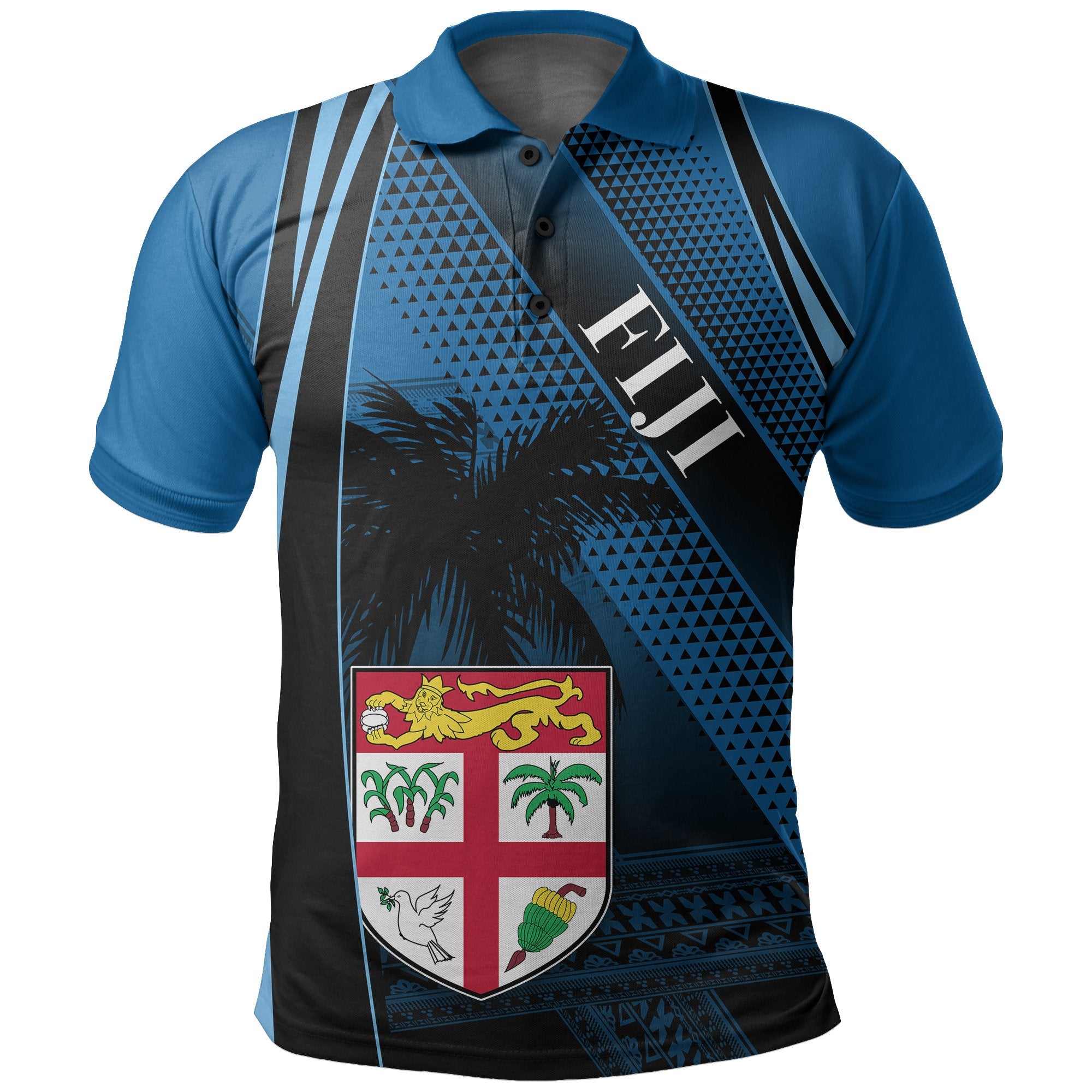 Fiji Polo Shirt Special Style No.2 Unisex Blue - Polynesian Pride