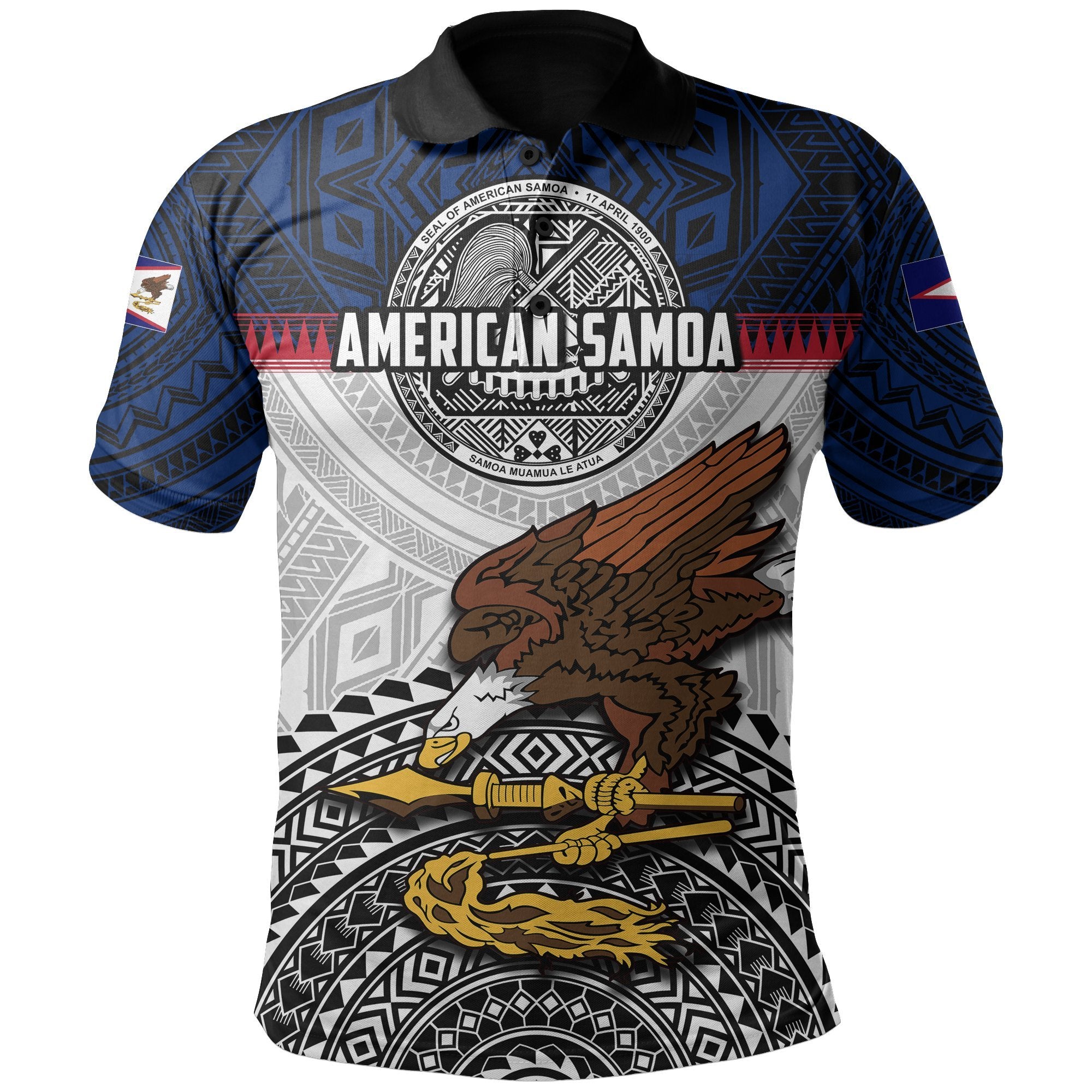 American Samoa Polo Shirt Polynesian Blue - Polynesian Pride