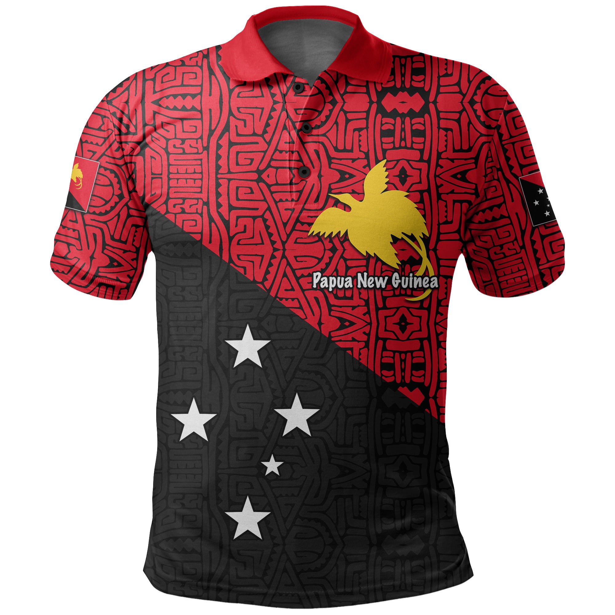 Custom Papua New Guinea Polo Shirt Patterns With Flag LT6 Unisex Red - Polynesian Pride