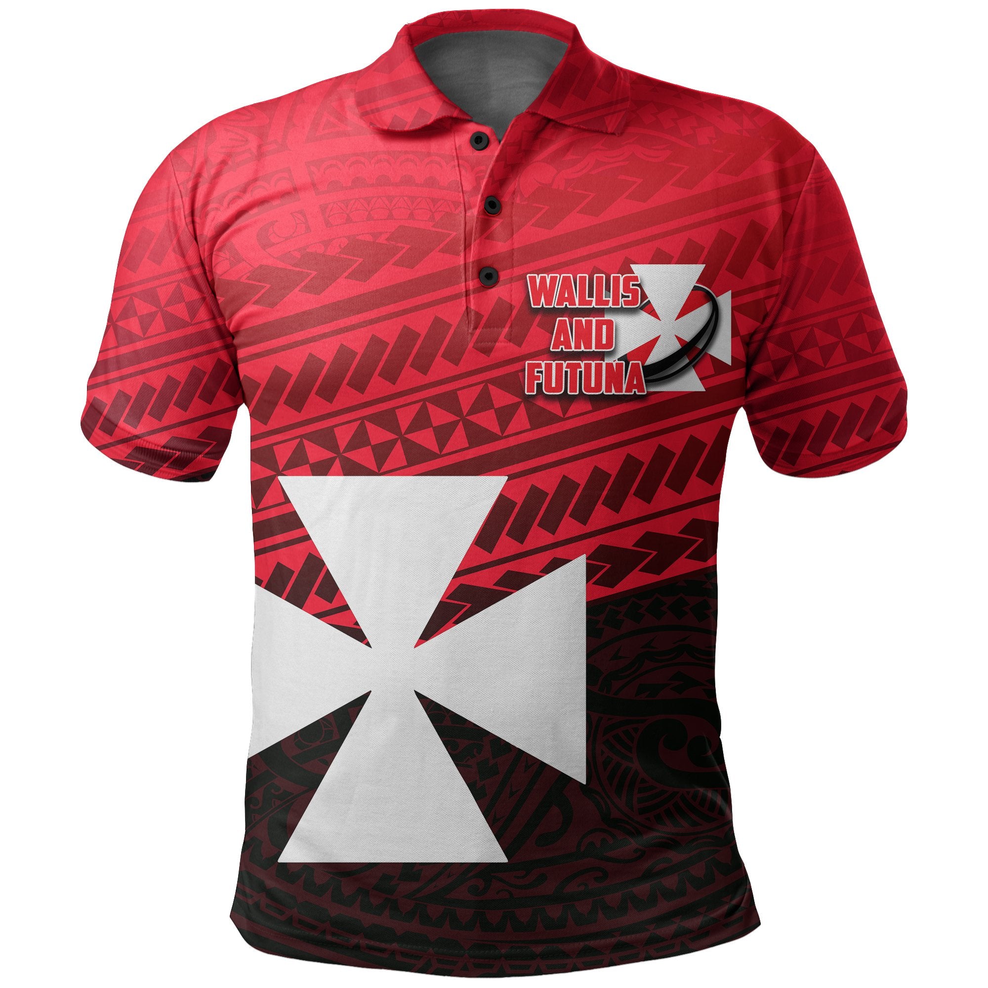 Wallis and Futuna Rugby Polo Shirt Polynesian Style Unisex Red - Polynesian Pride