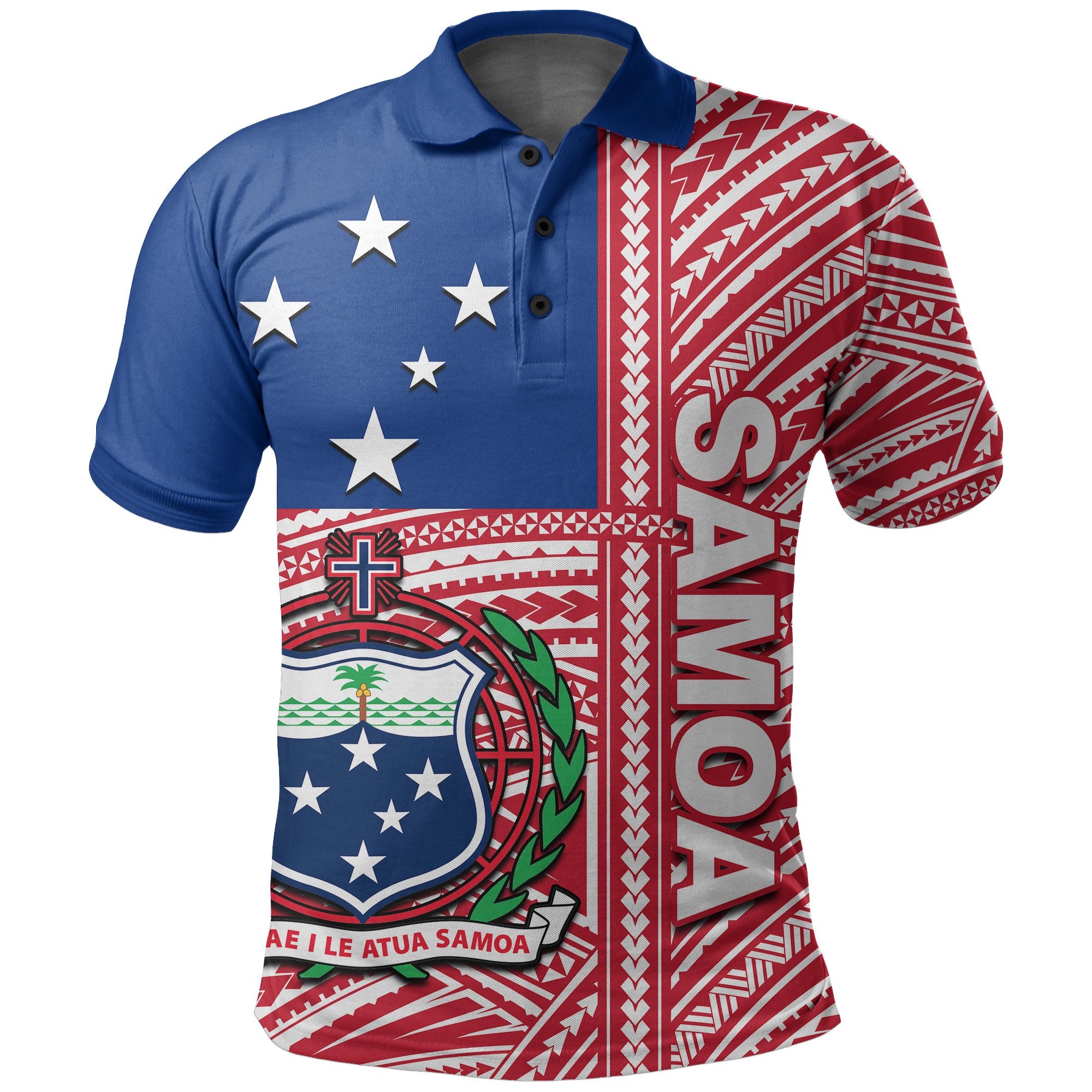 Samoa Flag Polynesian Polo Shirt Red - Polynesian Pride