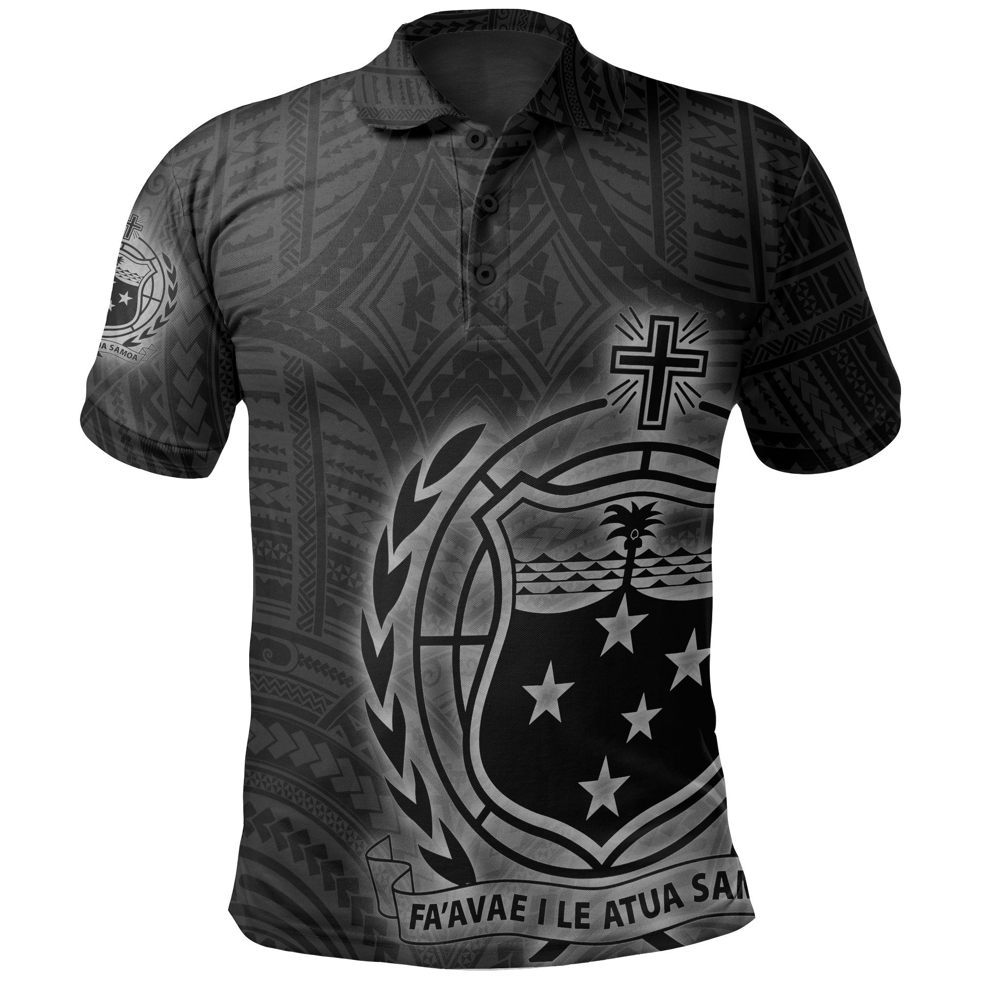 Samoa Polo Shirt Polynesian Patterns Galaxy Unisex Black - Polynesian Pride